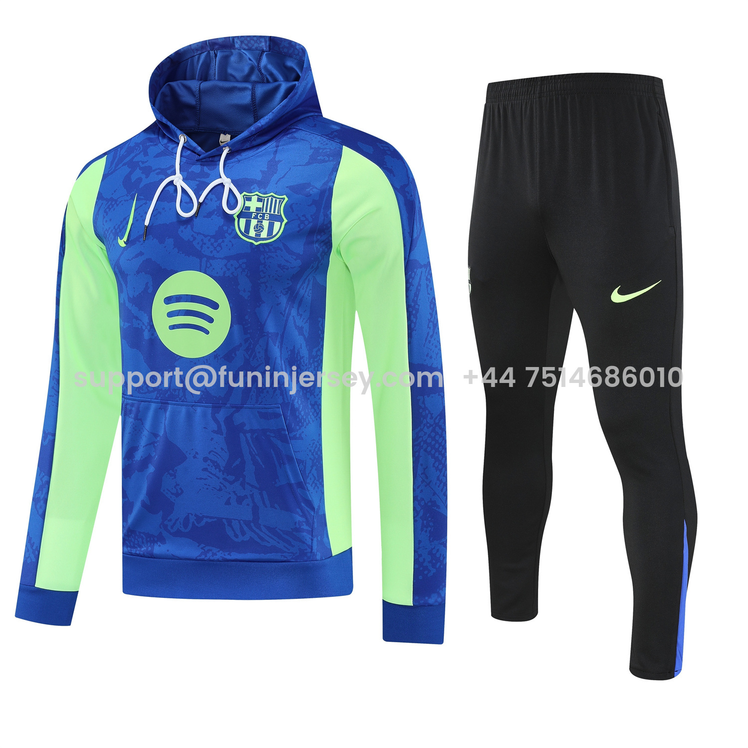 Funinjersey-Barcelona 25-26 Training Hoodie Set - Blue Green Hoodie and Black Pants