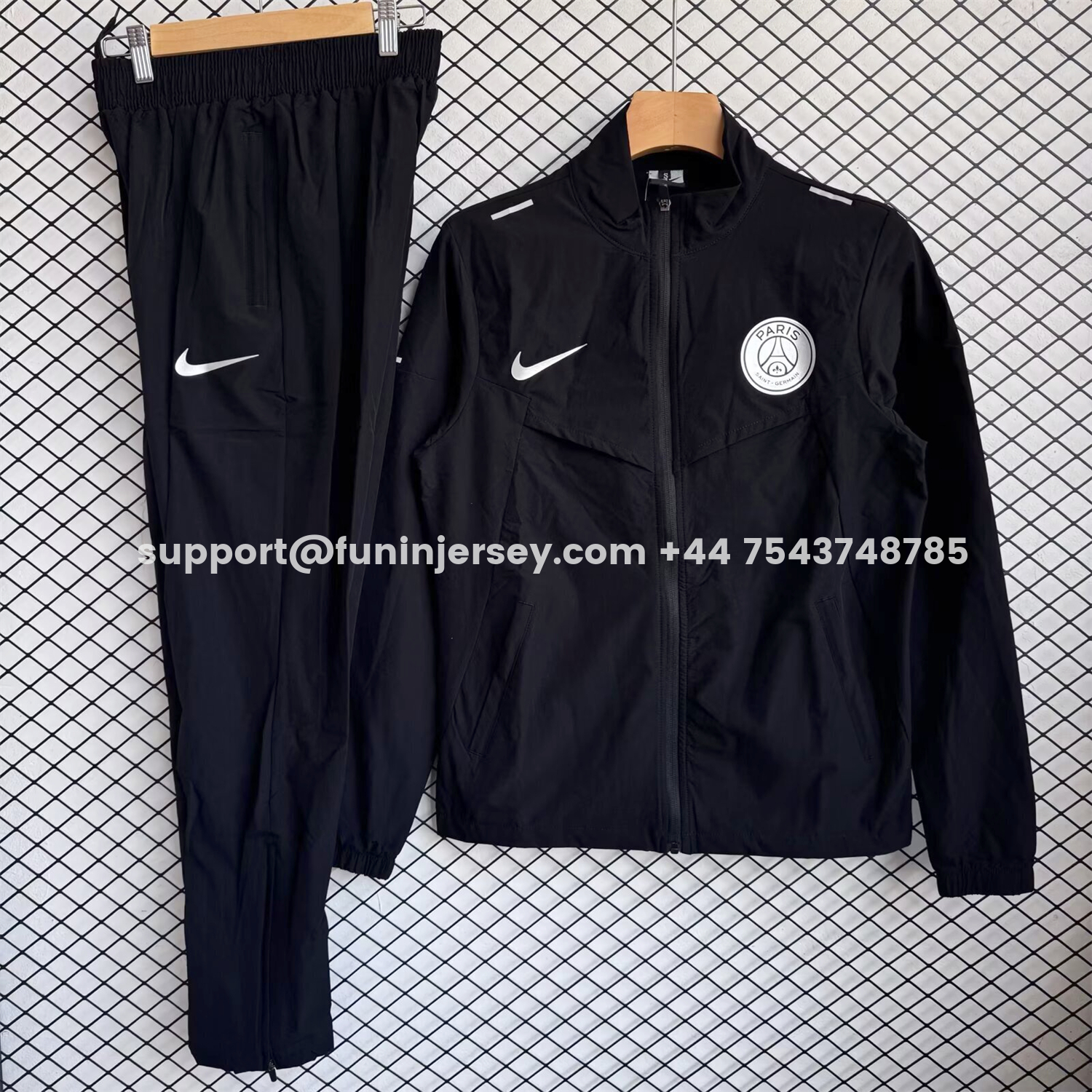 Funinjersey-Paris Saint-Germain PSG 25-26 Windbreaker Training Set - Black Top and Pants