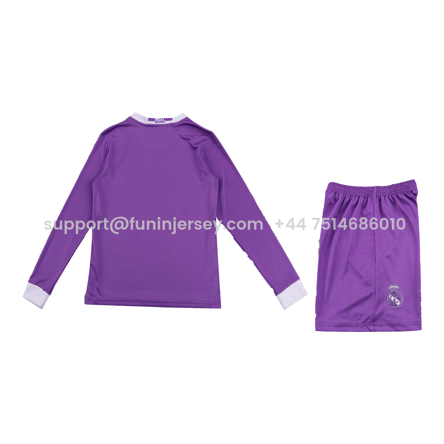 Funinjersey-Retro Real Madrid 16-17 Away Purple Long Sleeves Kids Kit