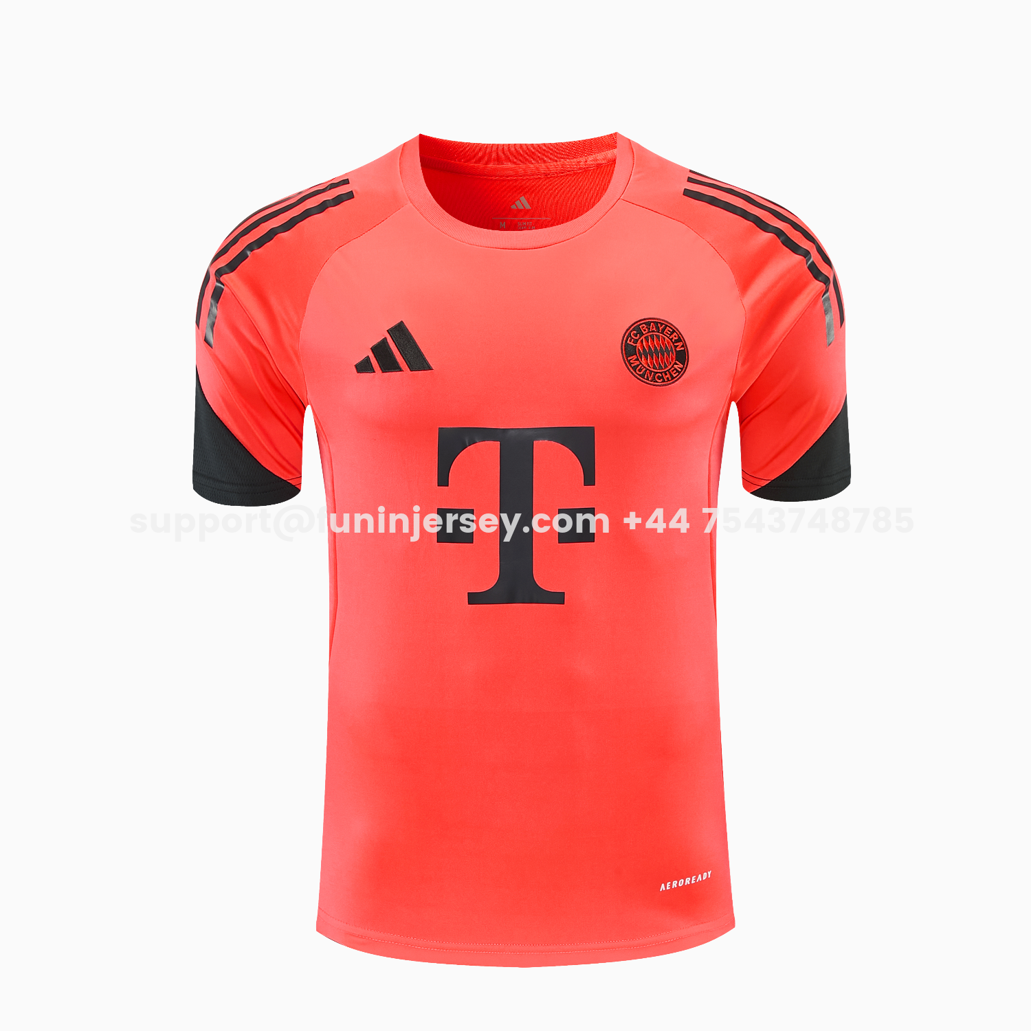 Funinjersey-Bayern Munich 25-26 Short-Sleeve Training Set - Coral With Black Accents Top & Black With Coral Accents Pants