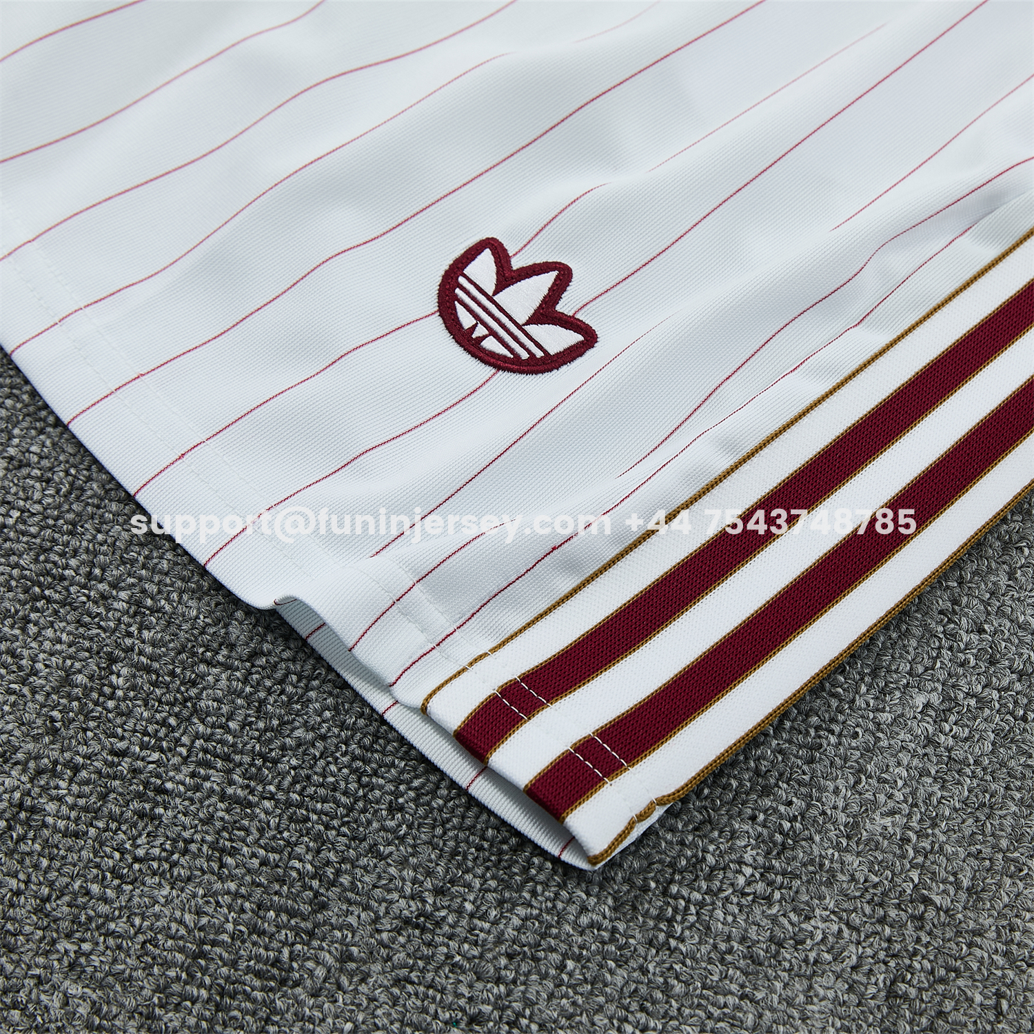 Funinjersey-Arsenal 25-26 Retro Style Vest Training Set - White With Burgundy Stripes And Collar Top & Pants