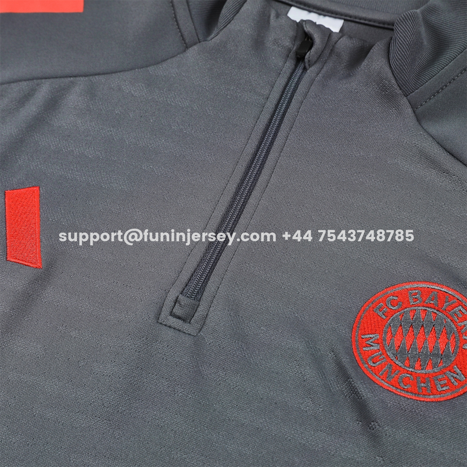 Funinjersey-Bayern Munich 25-26 Long Sleeves Training Set - Dark Grey And Red Top & Pants