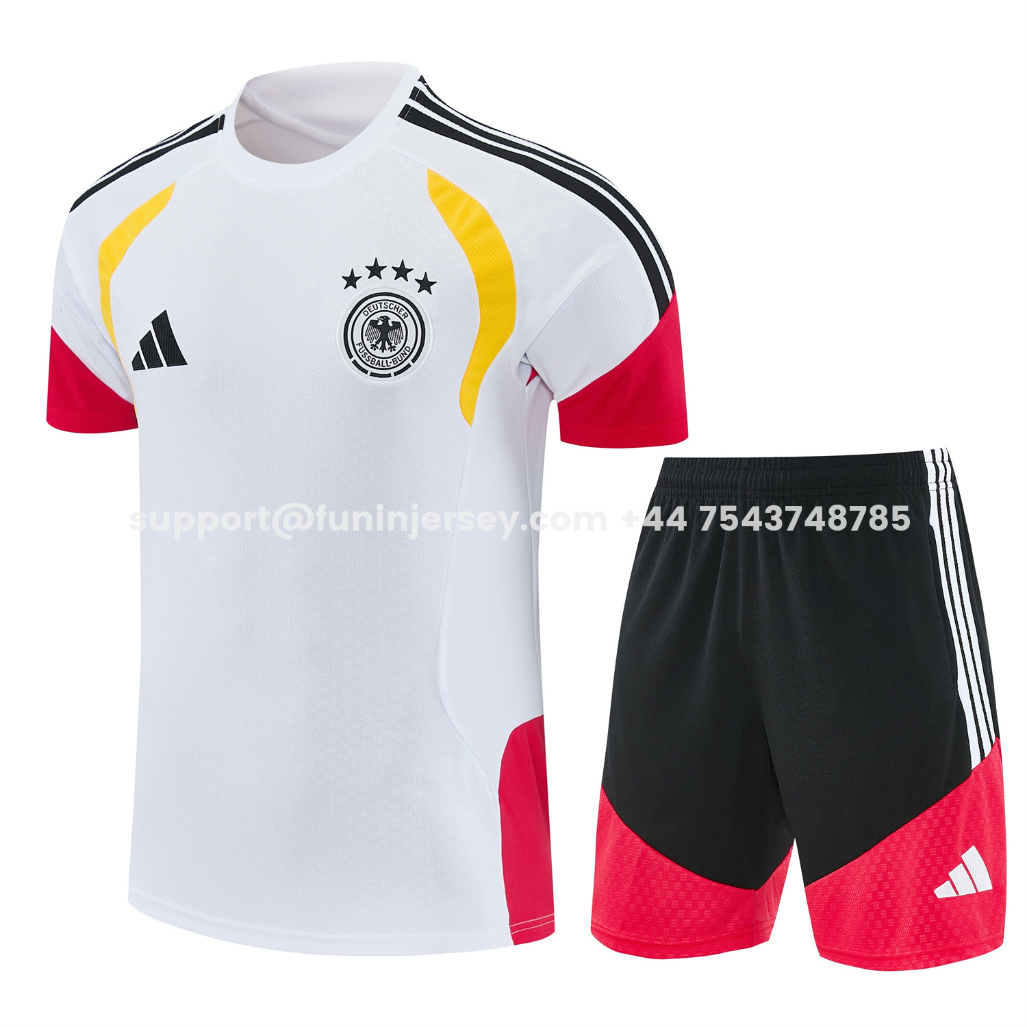Funinjersey-Germany 2026 Short-Sleeve Training Set - White Top and Black Shorts