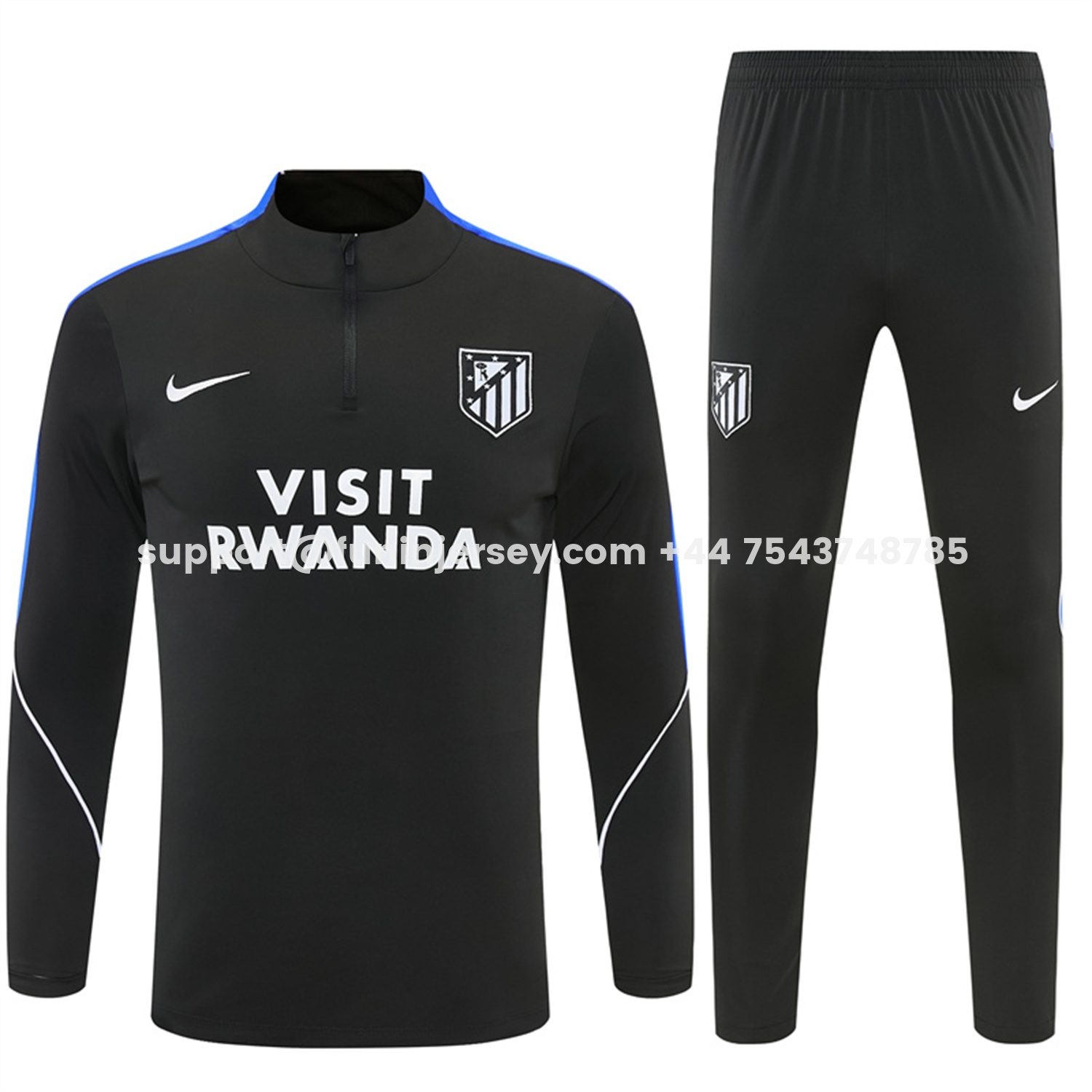 Funinjersey-Atletico Madrid 26-27 Long Sleeve Training Set - Black Top & Black Pants