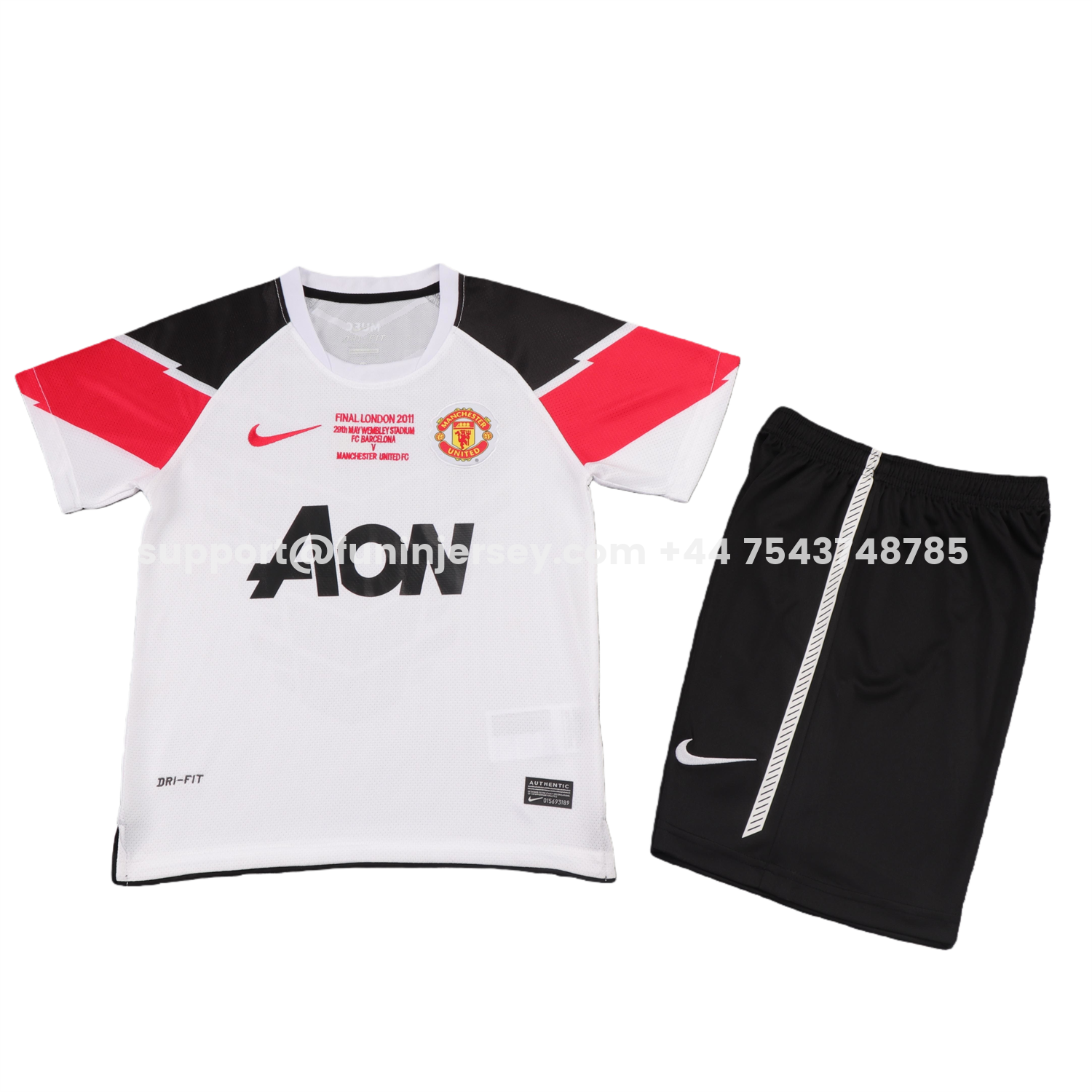 Funinjersey-Retro Manchester United 2010-11 Away Kids Kit - Champions League Version