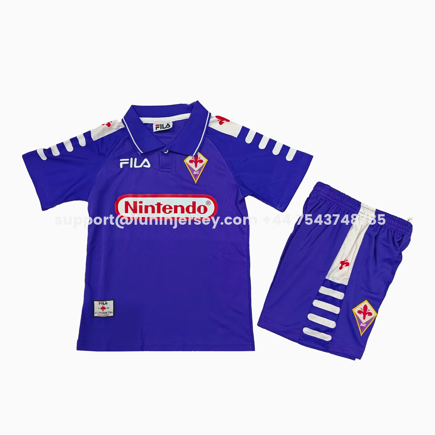 Funinjersey-Retro Fiorentina 1998-99 Home Kids Kit