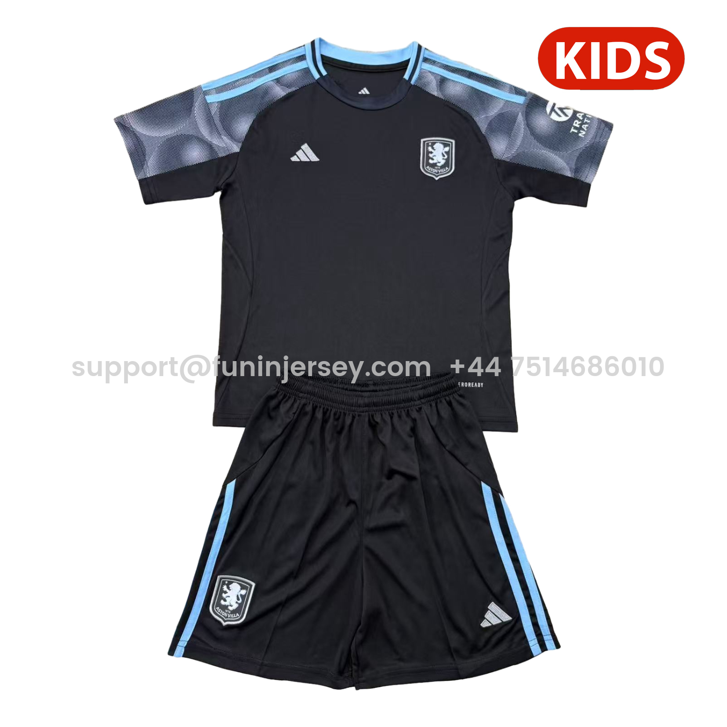 Funinjersey-Aston Villa 25-26 Away Unsponsored Kids Kit