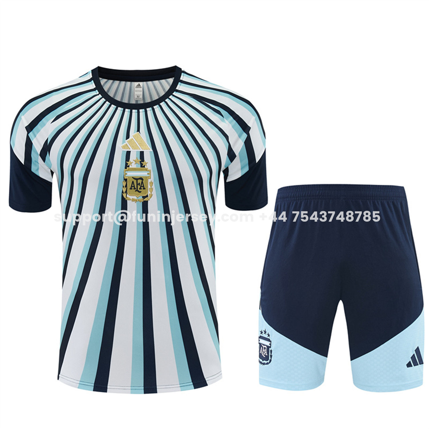 Funinjersey-Argentina 2026 Kids Short-Sleeve Training Set - Blue Rays Top and Blue Shorts
