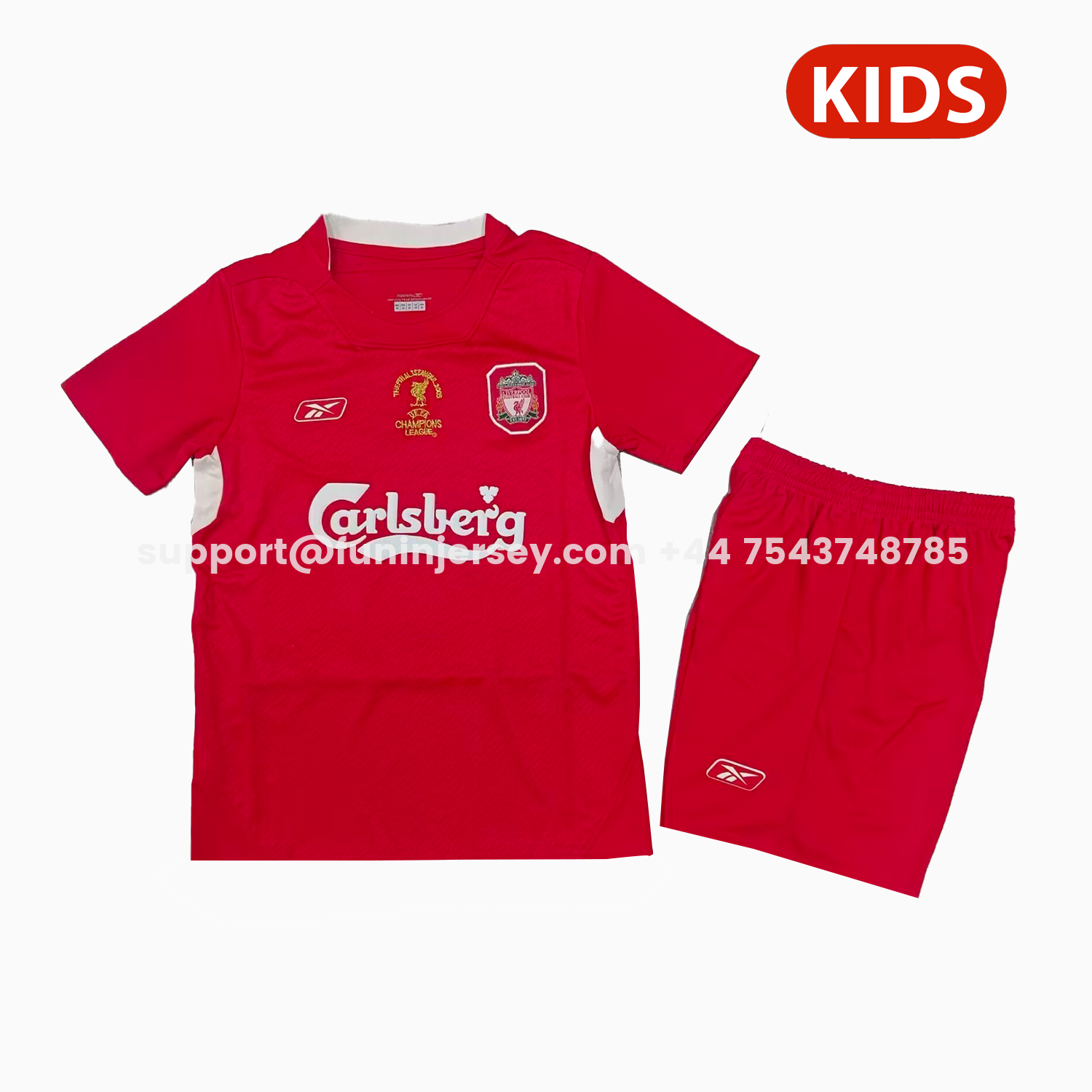 Funinjersey-Retro Liver.pool 2004-05 Home Kids Kit