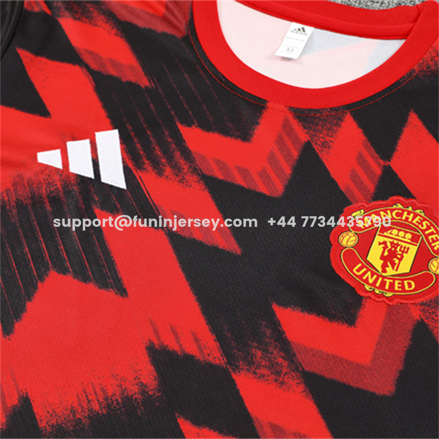 Funinjersey-Manchester United 25-26 Kids Short-Sleeve Training Set - Red Camouflage Top & Black Shorts