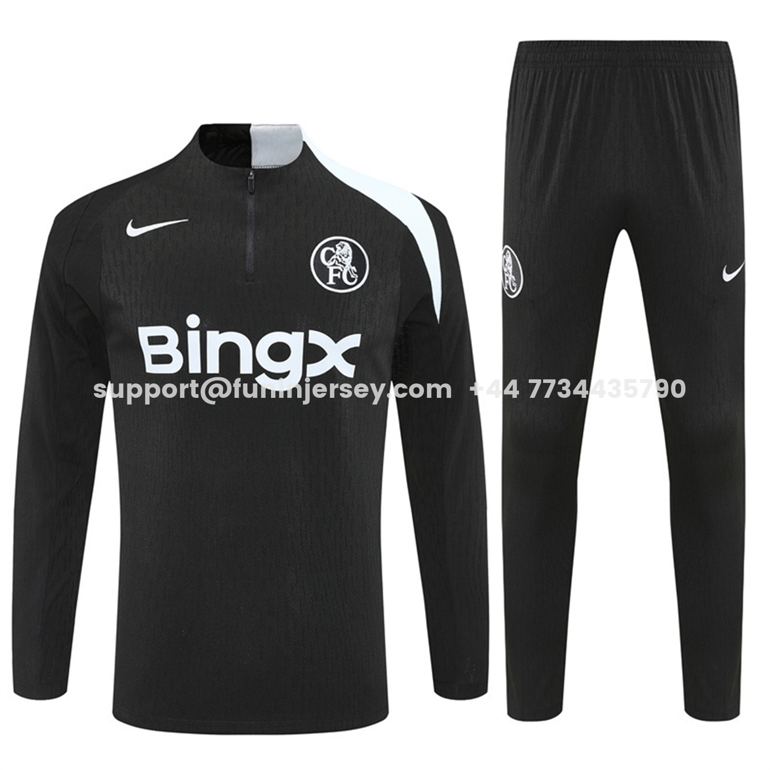 Funinjersey-C.H.E.L.S.E.A 25-26 Long Sleeve Training Set - Player Version - Black Top and Black Pants