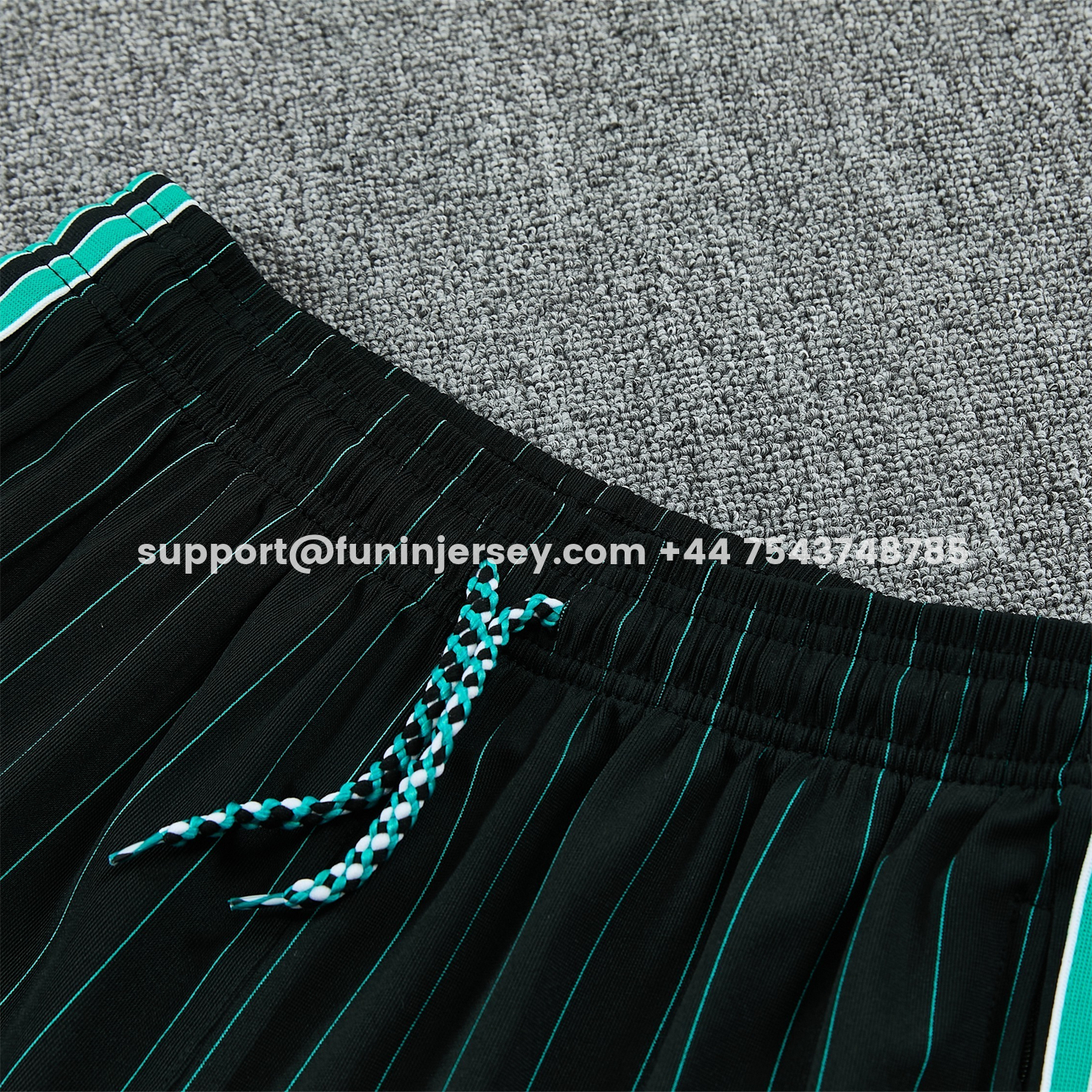 Funinjersey-Liver.pool 25-26 Retro Style Short-Sleeve Training Set - Black With Teal Stripes And Accents Top & Pants
