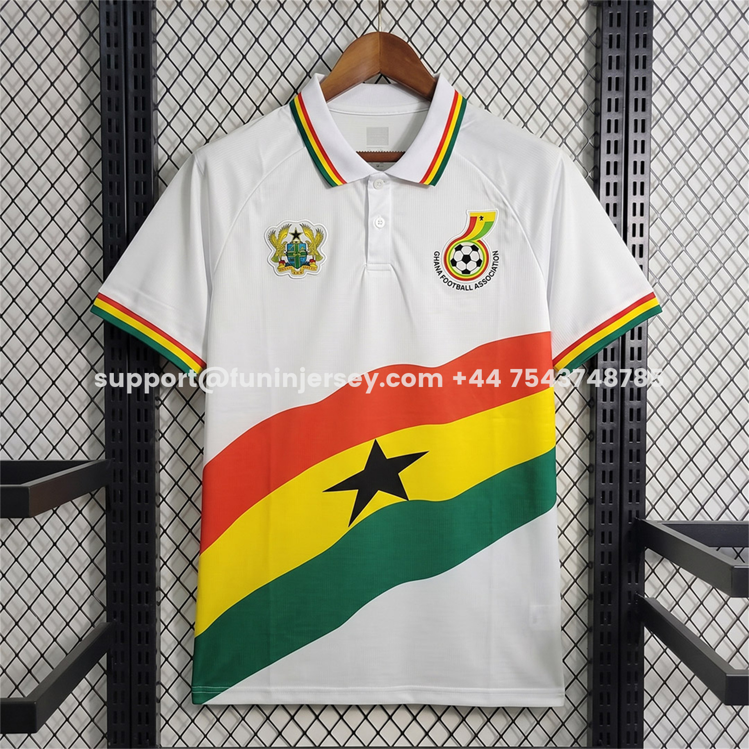 Funinjersey-Ghana 2026 White With Flag Special Polo Jersey - Fans Version
