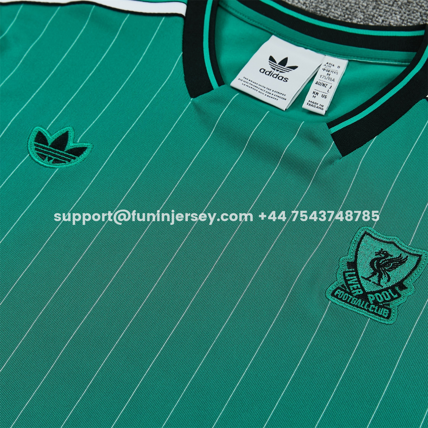 Funinjersey-Liver.pool 25-26 Retro Style Short-Sleeve Training Set - Green With White Stripes Top & Pants