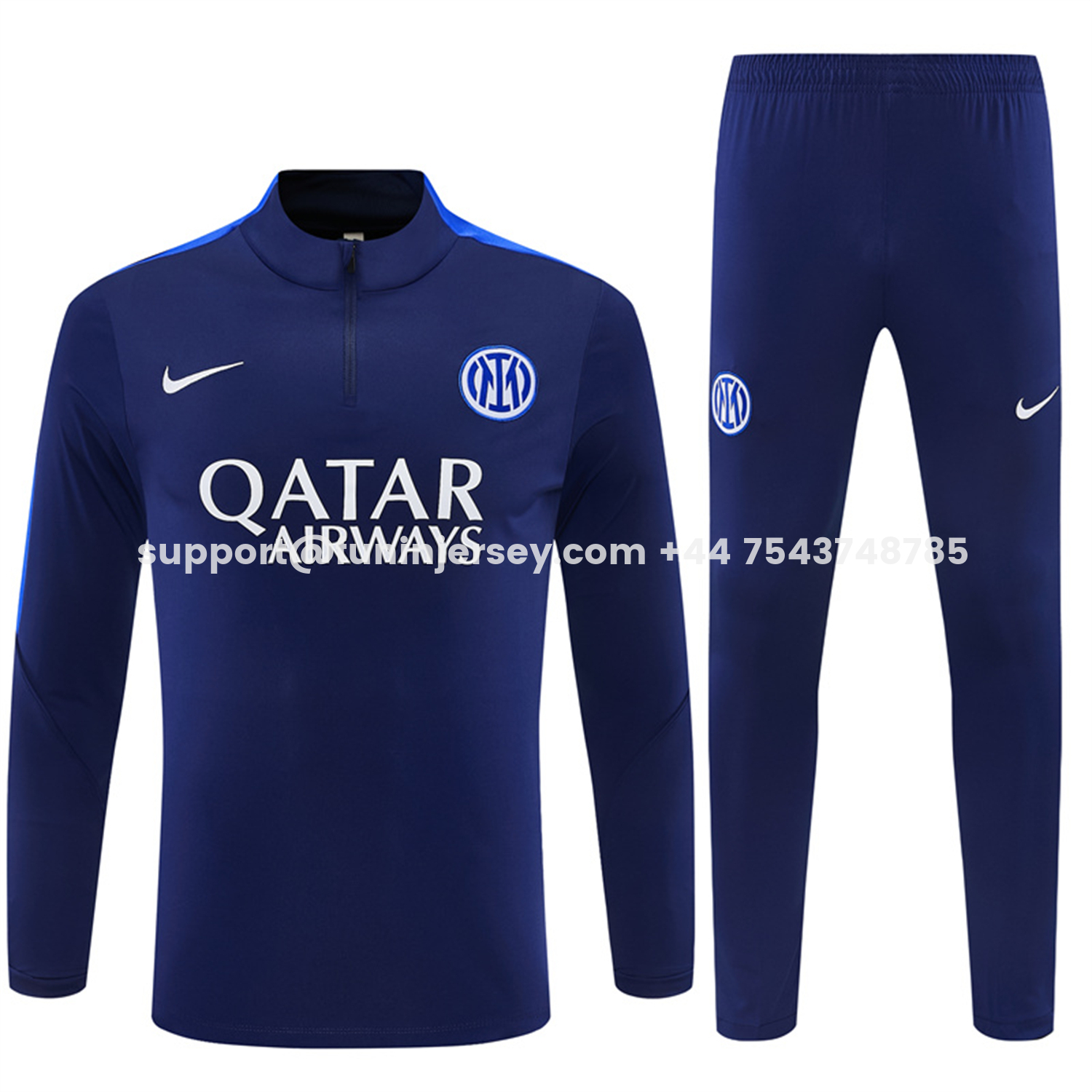 Funinjersey-Inter Milan 26-27 Kids Long Sleeve Training Set - Royal Blue Top & Royal Blue Pants