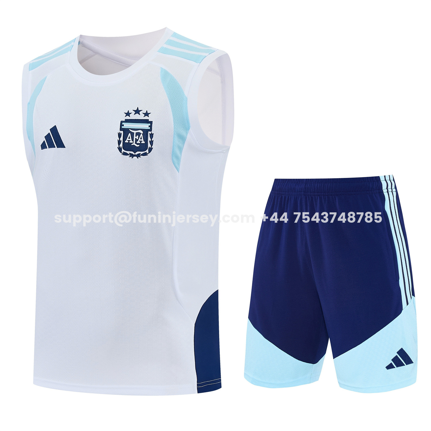 Funinjersey-Argentina 2026 Vest Training Set - White Vest and Blue Shorts