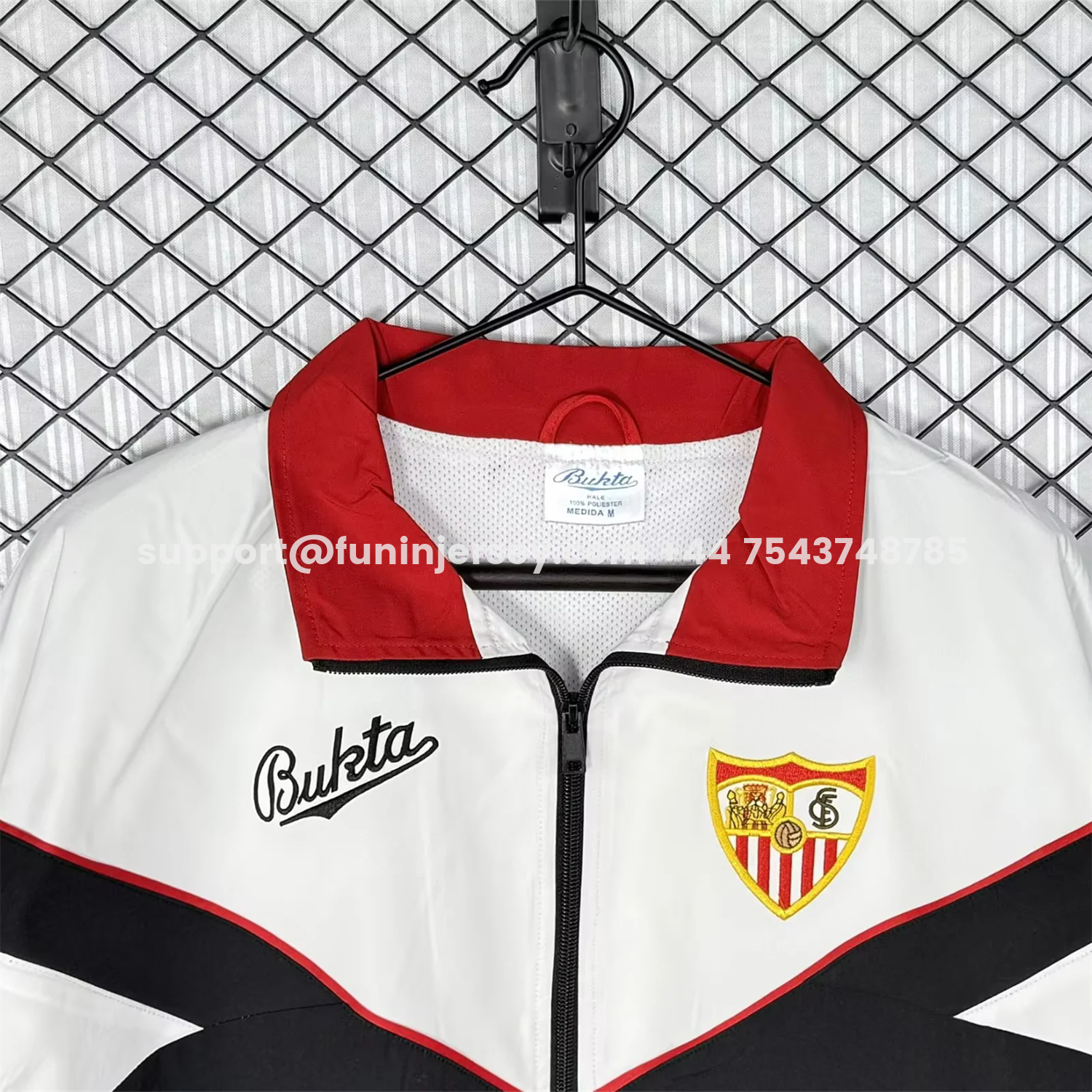Funinjersey-Retro Sevilla 1992-93 Home Windbreaker Jacket - Black And Red