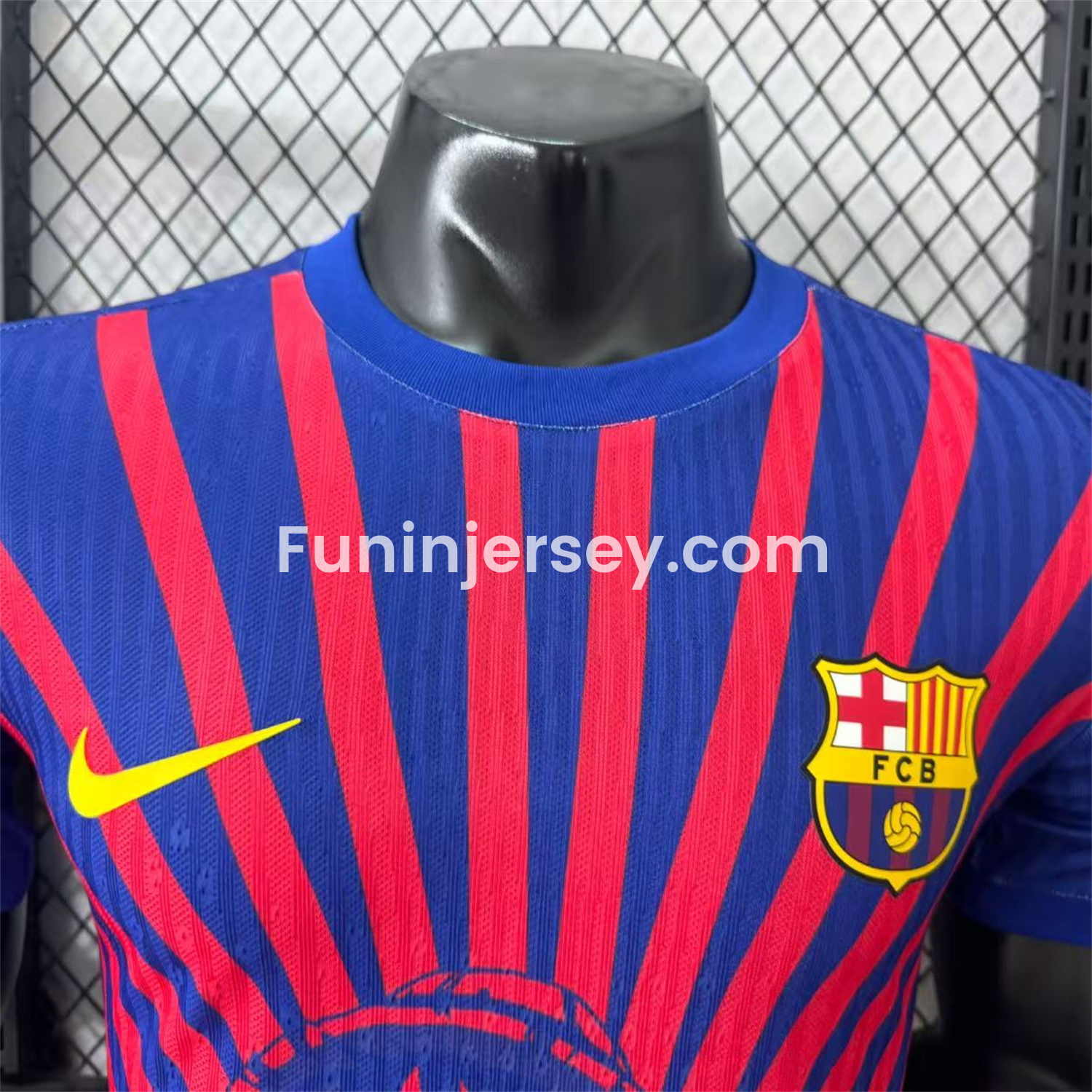 Funinjersey-Barcelona 25-26 One Piece Red Silhouette Special Blue Jersey - Player Version