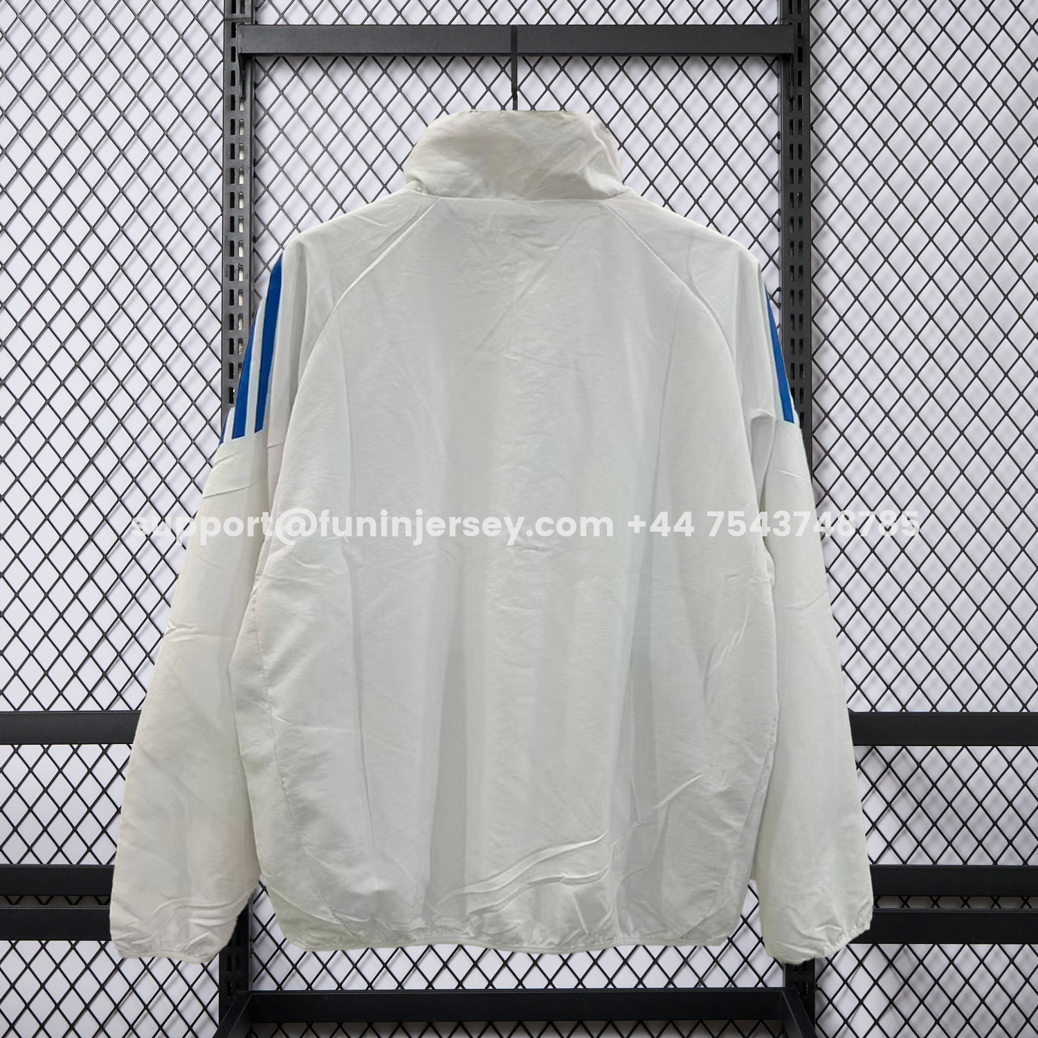 Funinjersey-Real Madrid 25-26 White With Blue Special Windbreaker Jacket