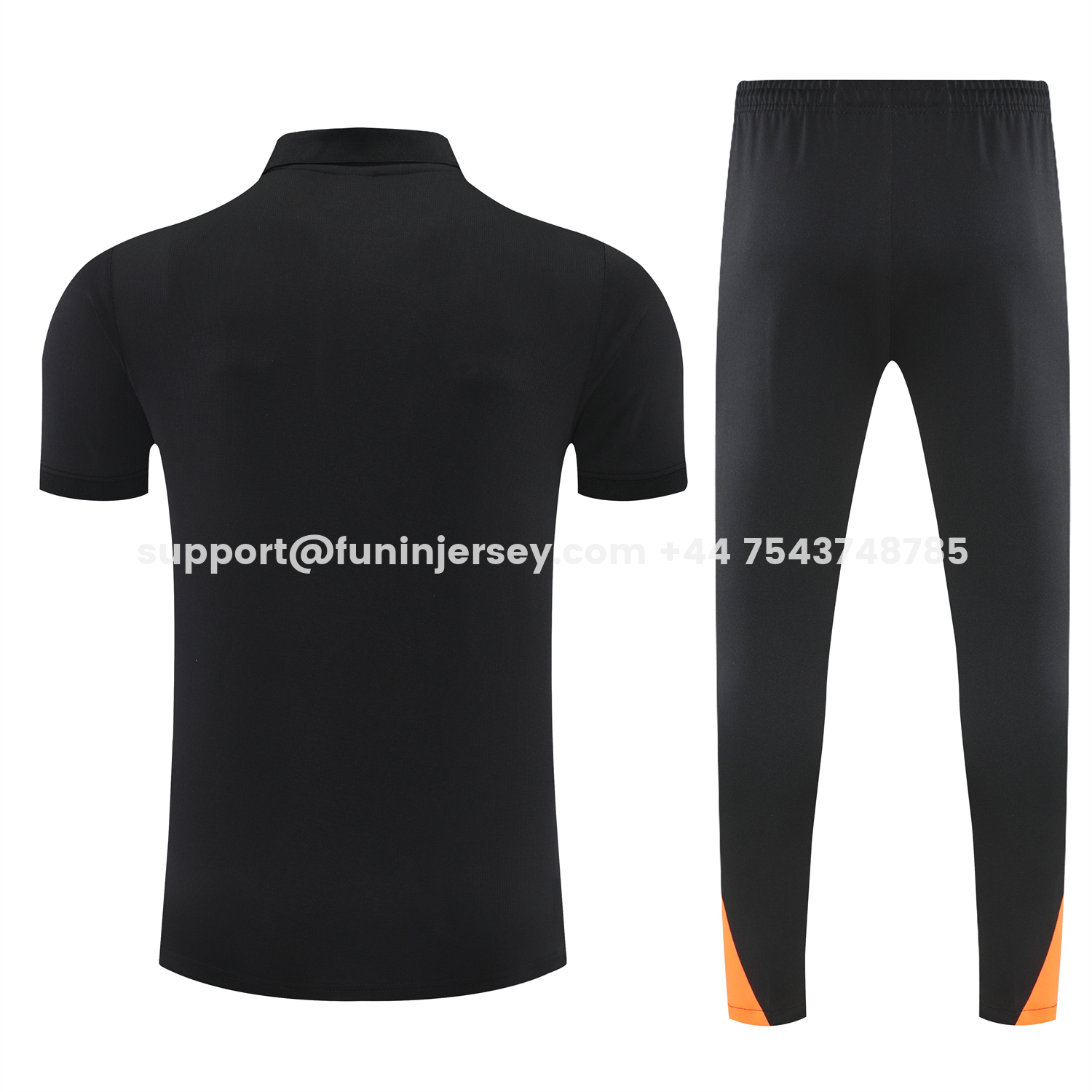 Funinjersey-Inter Milan 25-26 POLO Short-Sleeve Training Set - Black Top and Black Pants