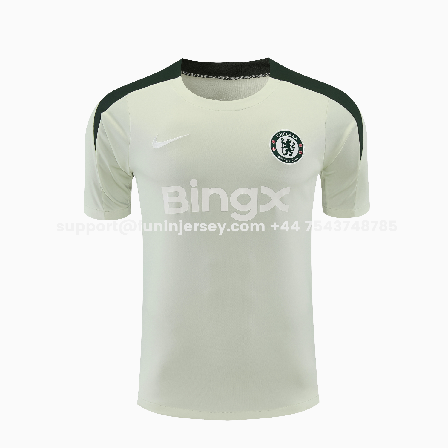 Funinjersey-C.H.E.L.S.E.A 25-26 Short-Sleeve Training Set - Light Gray With Dark Green Accents Top & Dark Green Pants
