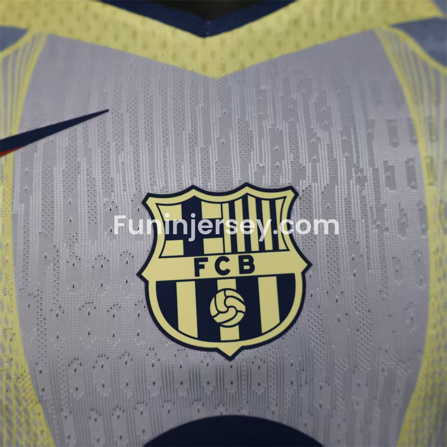 Funinjersey-Barcelona 25-26 T90 Blue and White Gradient and Yellow Lines Special Jersey - Player Version