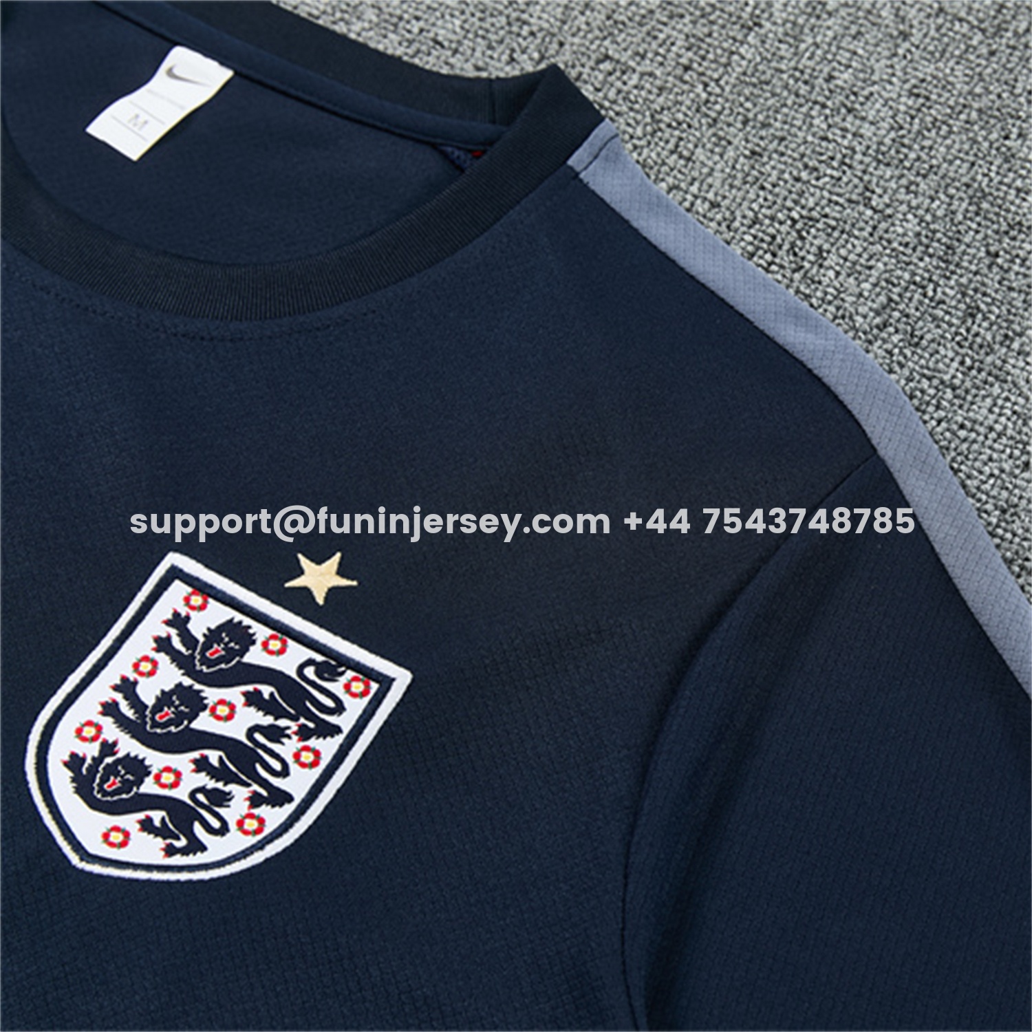 Funinjersey-England 2026 Short-Sleeve Training Set - Dark Blue Top & Dark Blue Pants