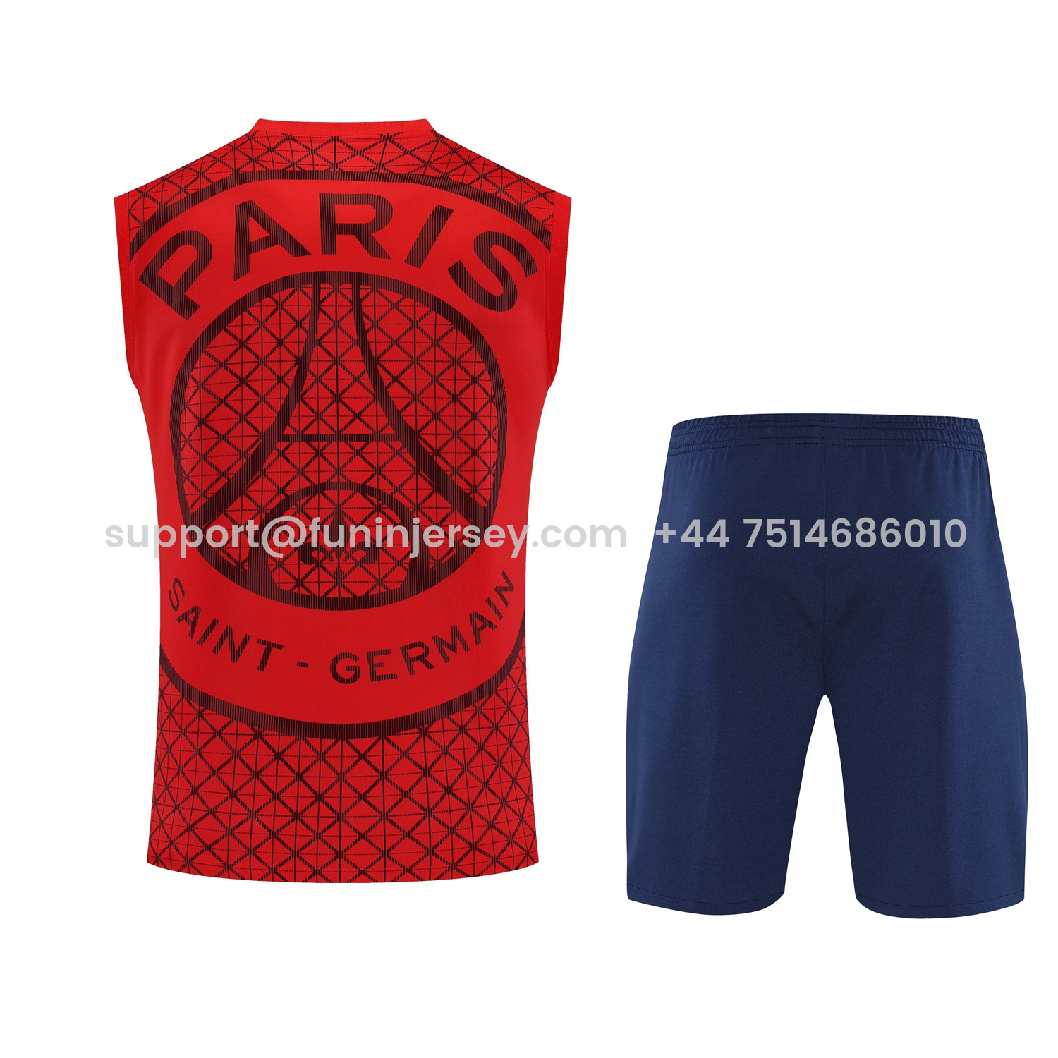 Funinjersey-Paris Saint-Germain PSG 25-26 Vest Training Set - Red Vest & Deep Blue Shorts