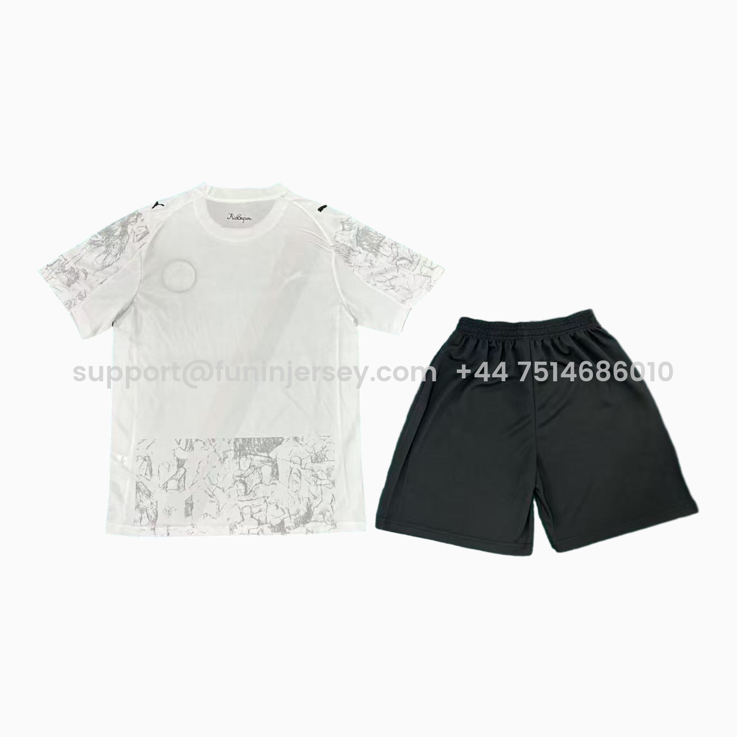 Funinjersey-Manchester City 25-26 Away White Black Shorts Men's Adult Jersey Set - Fans Version