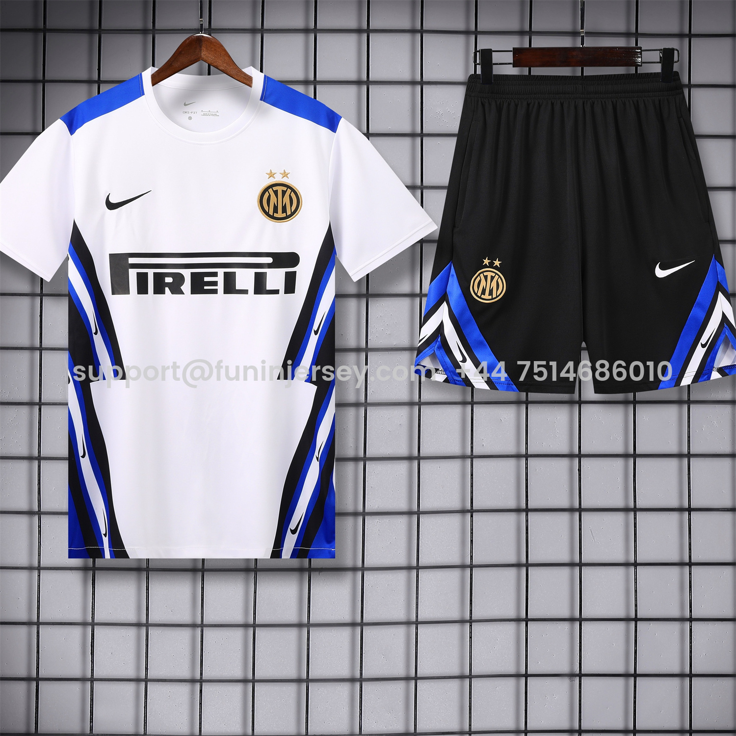 Funinjersey-Inter Milan 25-26 Short-Sleeve Training Set - White Top & Black Shorts