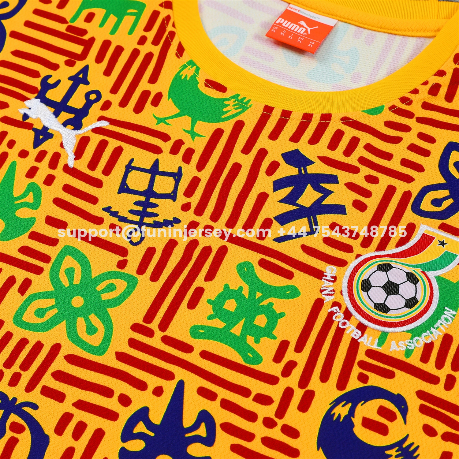 Funinjersey-Ghana 2026 Short-Sleeve Training Set - Yellow Top and Shorts
