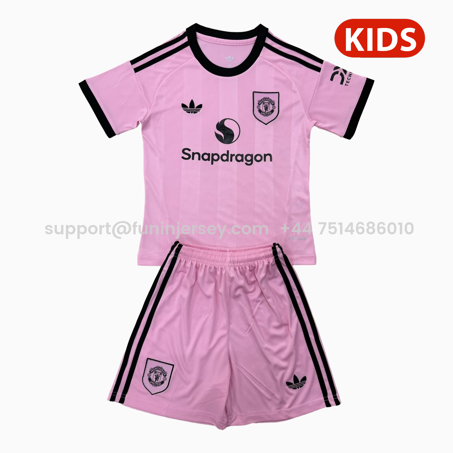 Funinjersey-Manchester United 25-26 Light Pink Goalkeeper Kids Kit