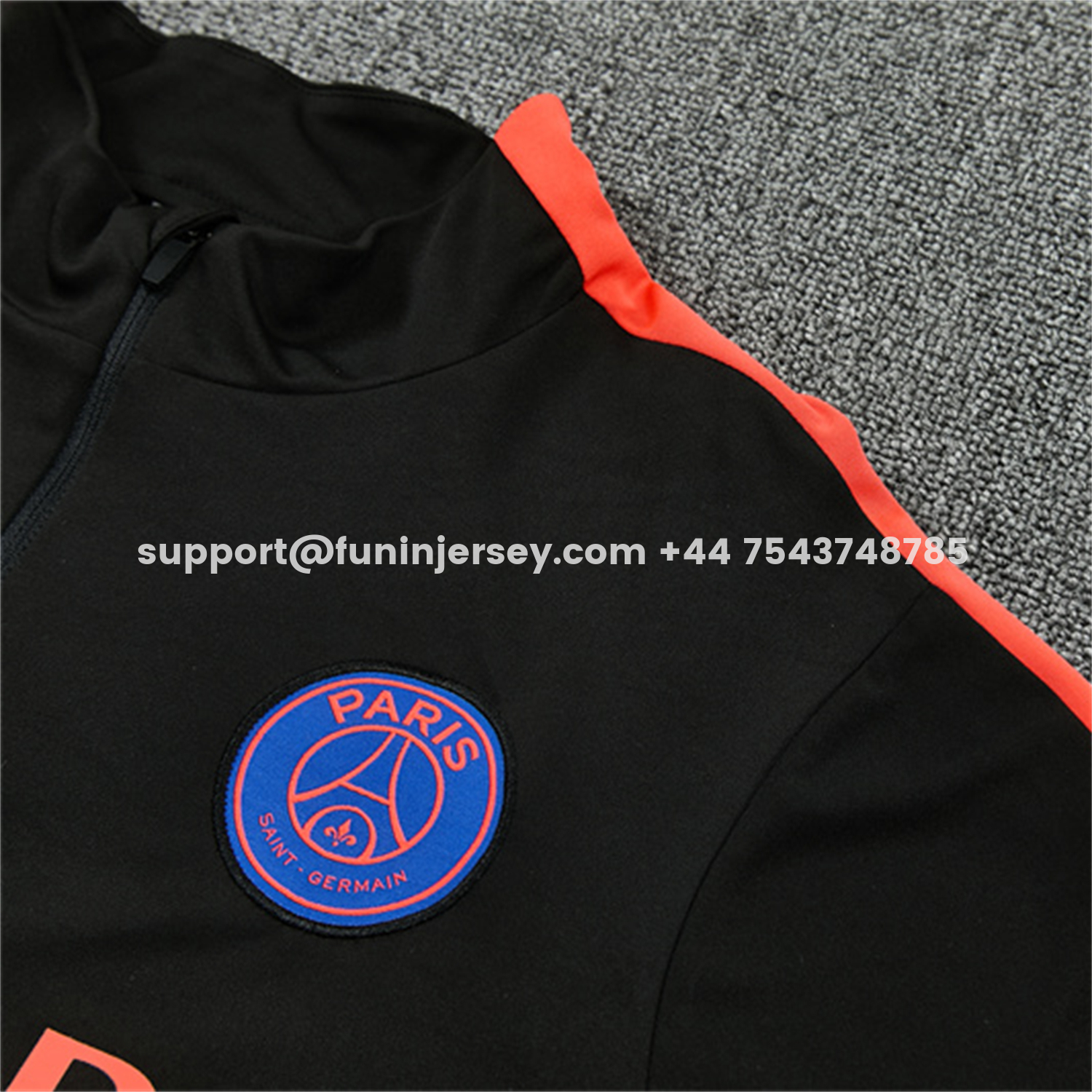 Funinjersey-Paris Saint-Germain 26-27 Long Sleeves Training Set - Black With Pink Top & Pants