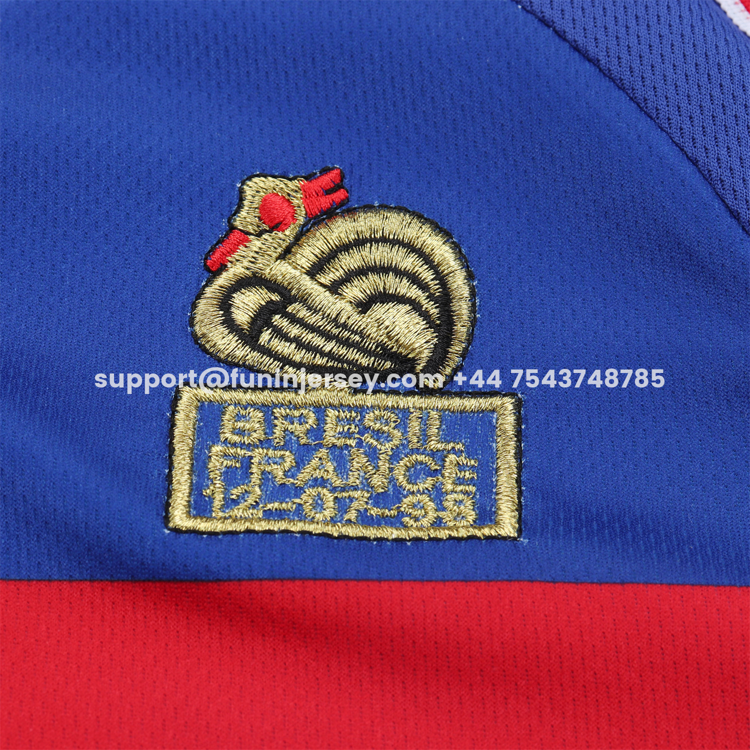 Funinjersey-Retro France 1998 Home Long Sleeves Kids Kit