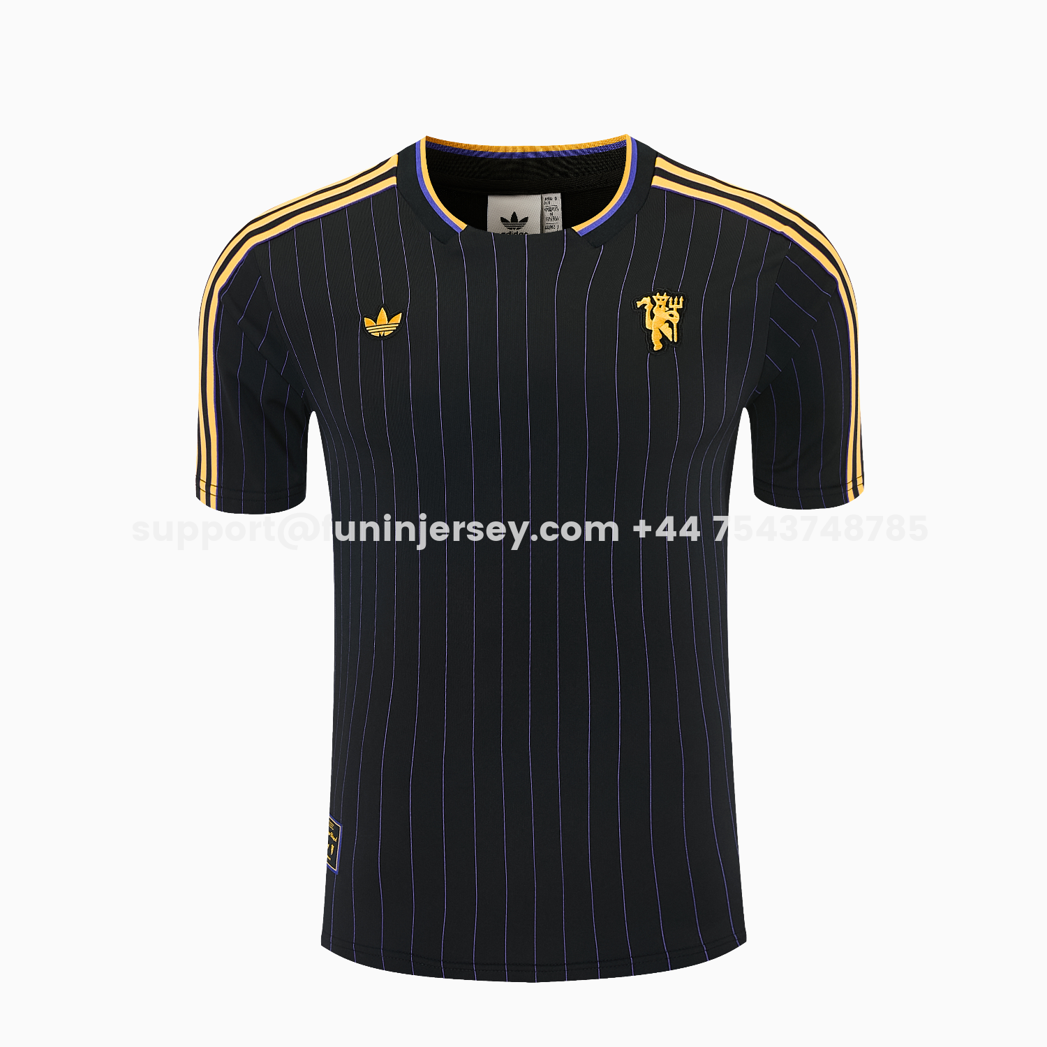 Funinjersey-Manchester United 25-26 Retro Style Short-Sleeve Training Set - Black With Yellow Accents Top & Pants