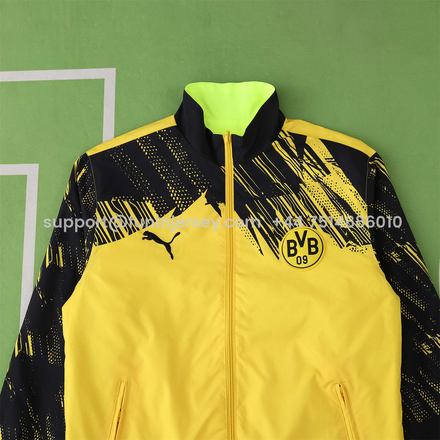 Funinjersey-Dortmund 25-26 Double Sided Reversible Windbreaker - Green & Yellow