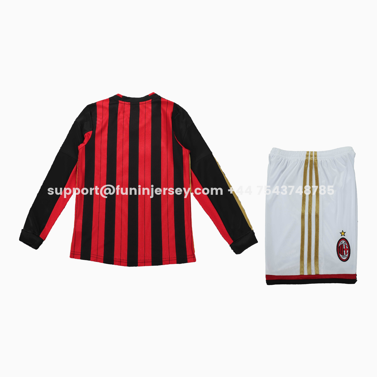 Funinjersey-Retro AC Milan 2013-14 Home Long Sleeves Kids Kit