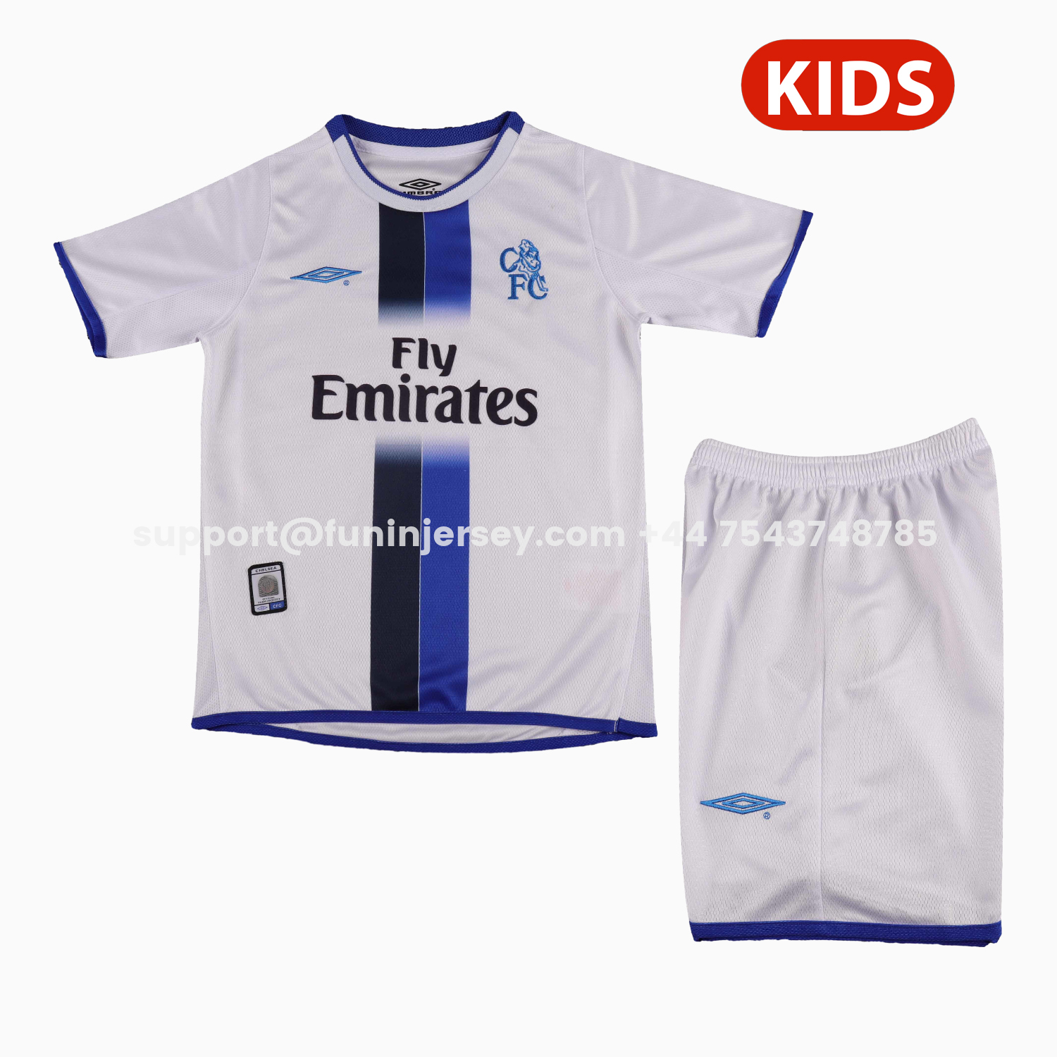 Funinjersey-Retro C.H.E.L.S.E.A 2003-04 Away Kids Kit