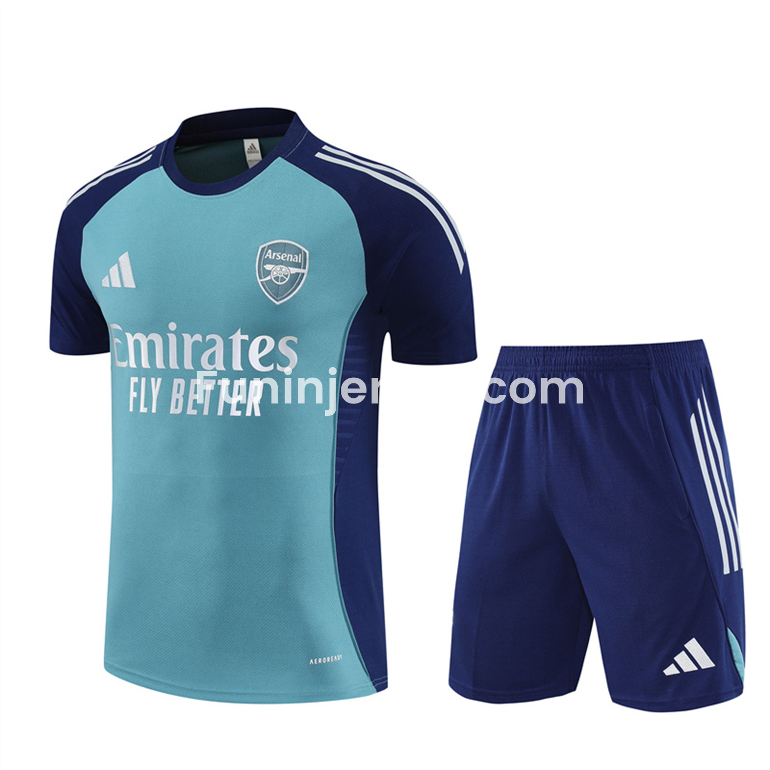 Funinjersey-Arsenal 25-26 Short-Sleeve Training Set - Green Top and Deep Blue Shorts