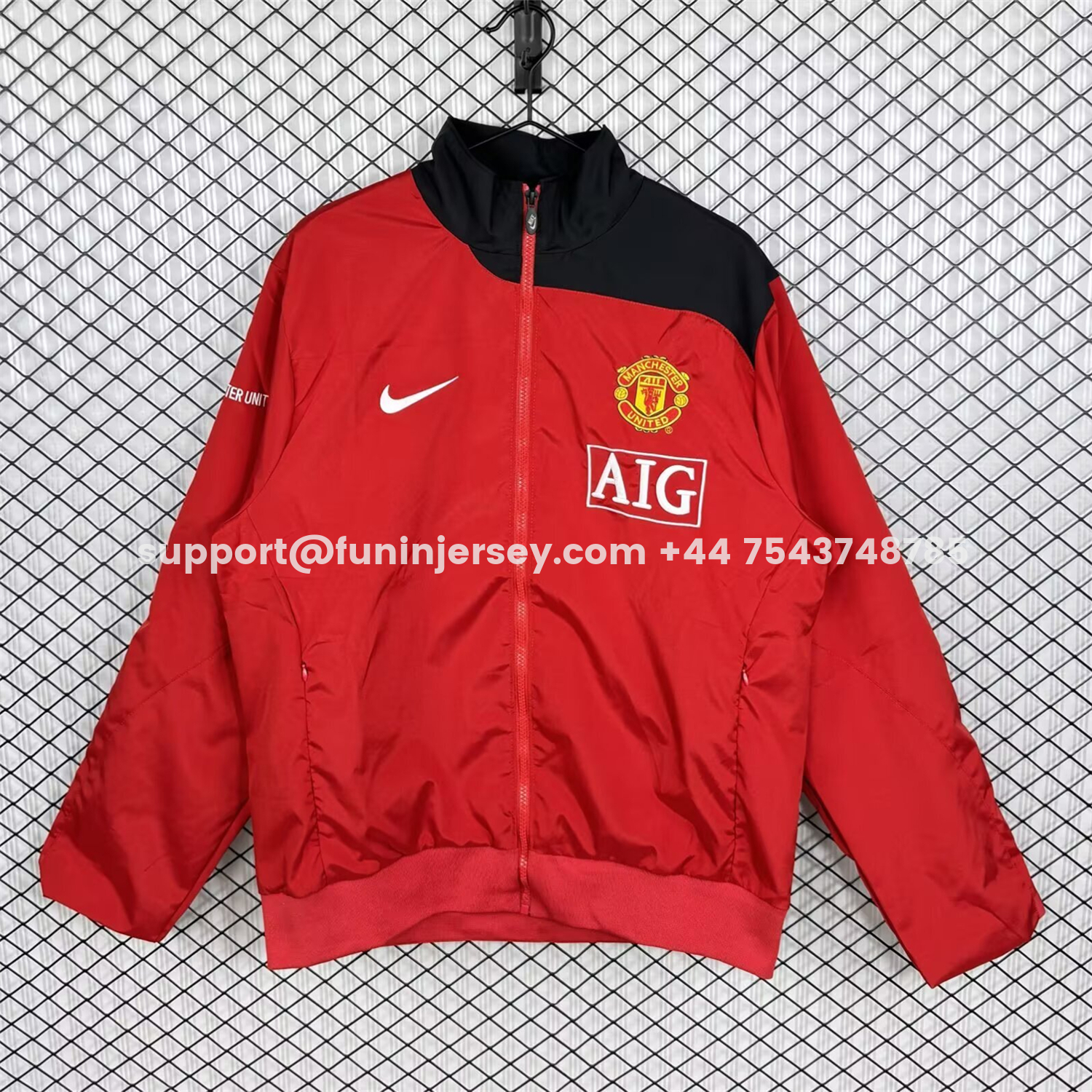 Funinjersey-Retro Manchester United 2007-08 Red Windbreaker Jacket