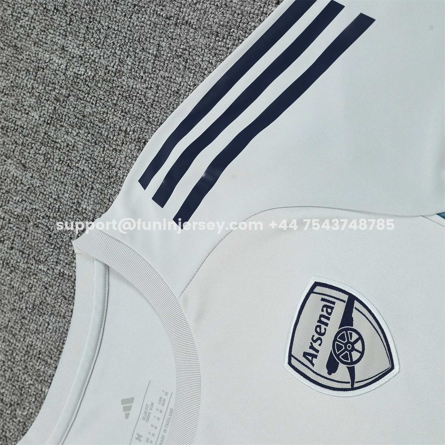 Funinjersey-Arsenal 25-26 Short-Sleeve Training Set - Grey Top & Deep Blue Shorts