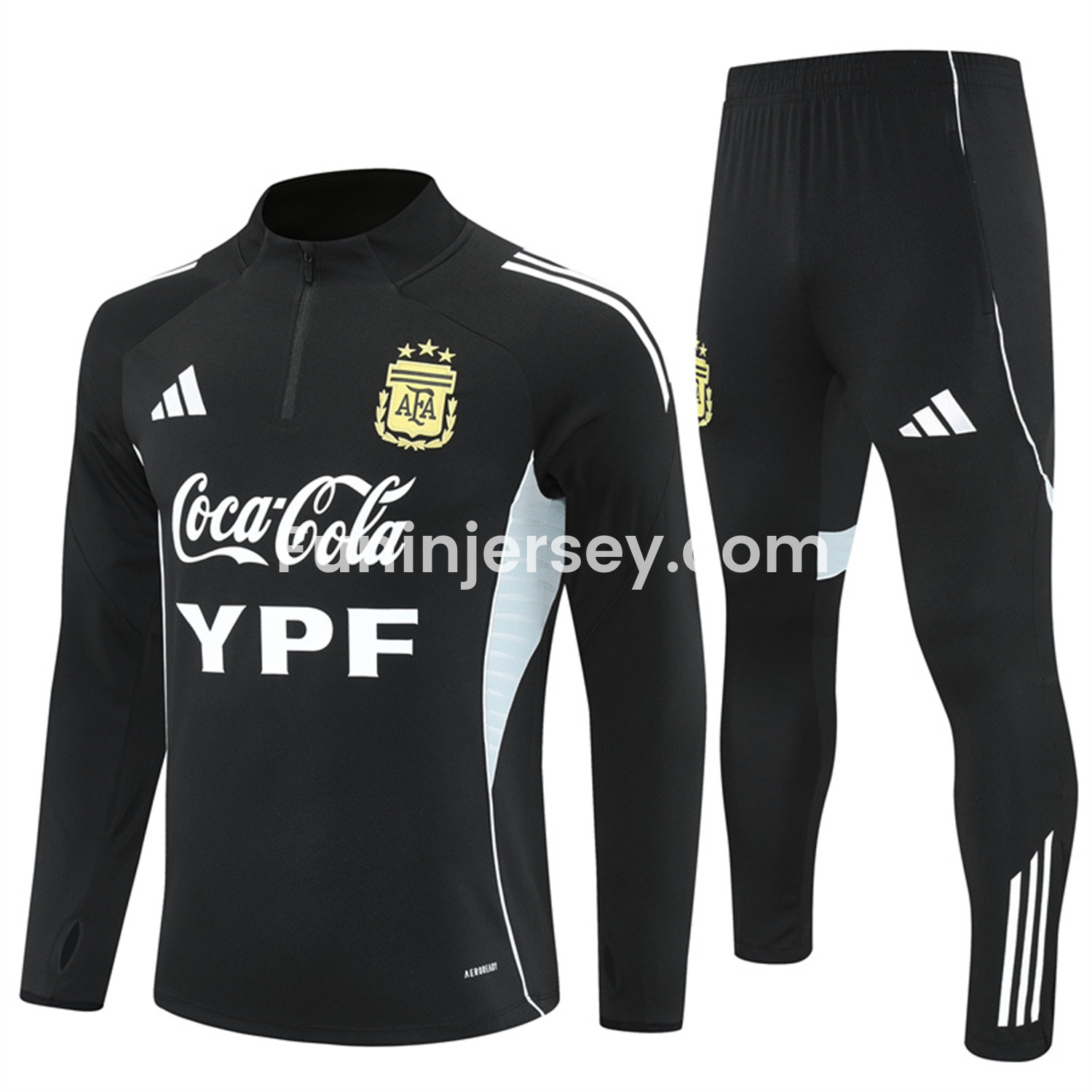 Funinjersey-Argentina 25-26 Long Sleeves Training Set - Black Top & Black Pants