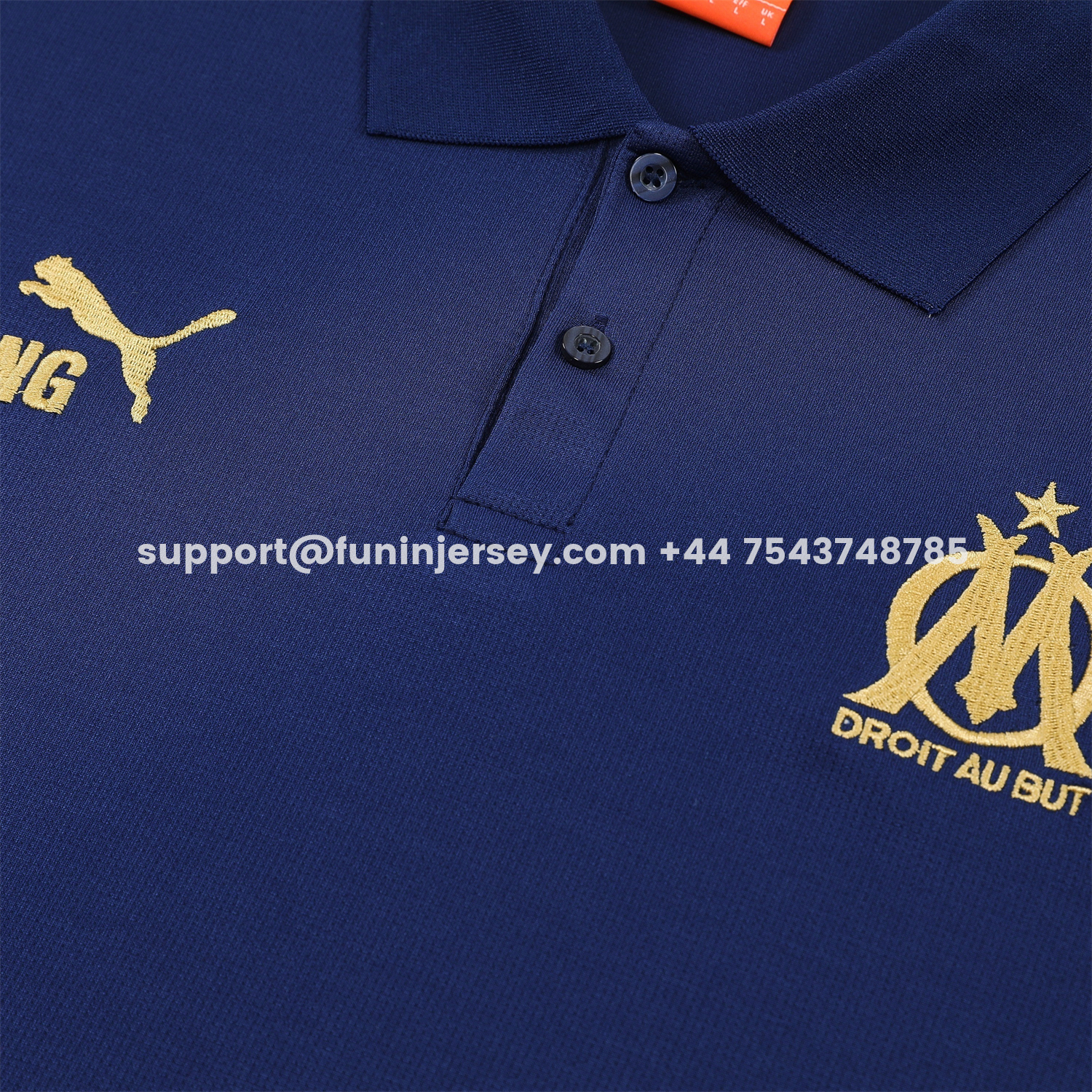 Funinjersey-Marseille 25-26 POLO Short-Sleeve Training Set - Dark Blue Top and Pants