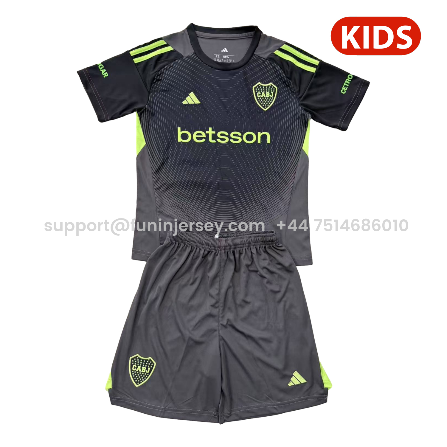 Funinjersey-Boca Juniors 25-26 Black Goalkeeper Kids Kit