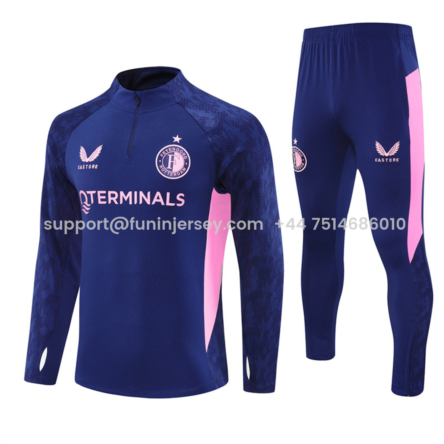 Funinjersey-Feyenoord 25-26 Long Sleeve Training Set - Royal Blue Top & Royal Blue Pants