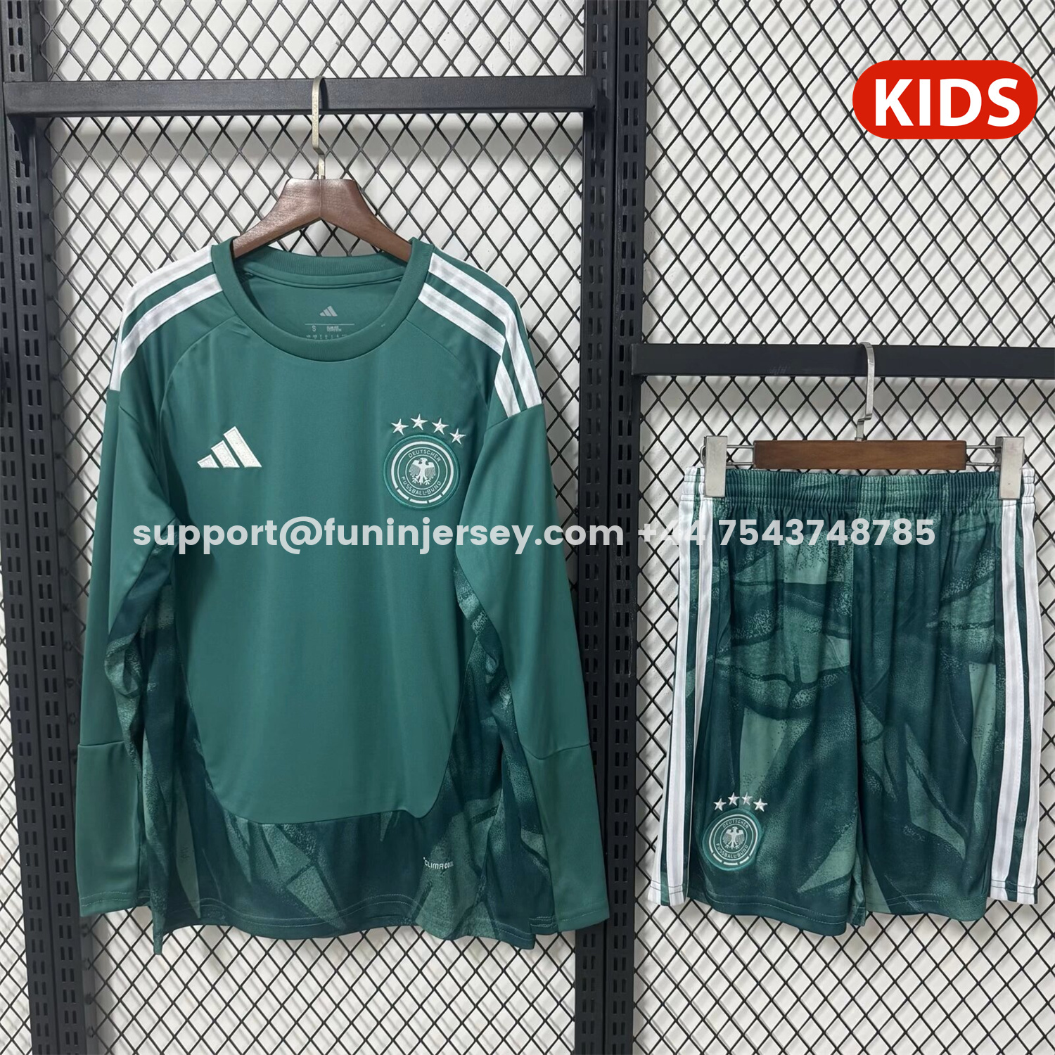 Funinjersey-Germany 2026 Goalkeeper Green Long Sleeves Kids Kit