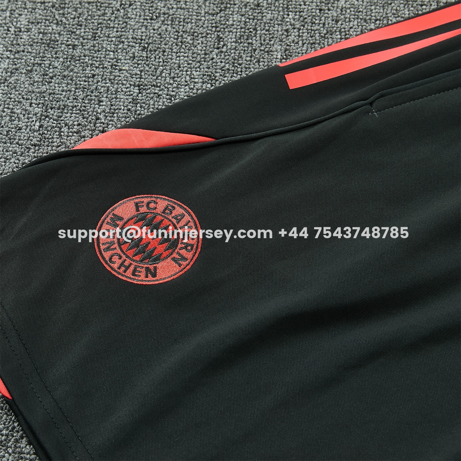 Funinjersey-Bayern Munich 25-26 Vest Training Set - Coral With Black Accents Top & Black With Coral Accents Pants