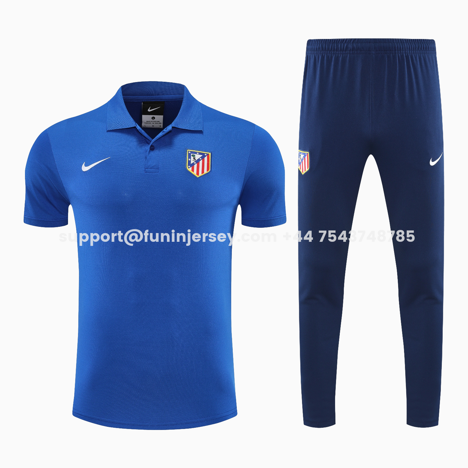 Funinjersey-Atletico Madrid 25-26 POLO Short-Sleeve Training Set - Ocean Blue Top & Deep Blue Pants