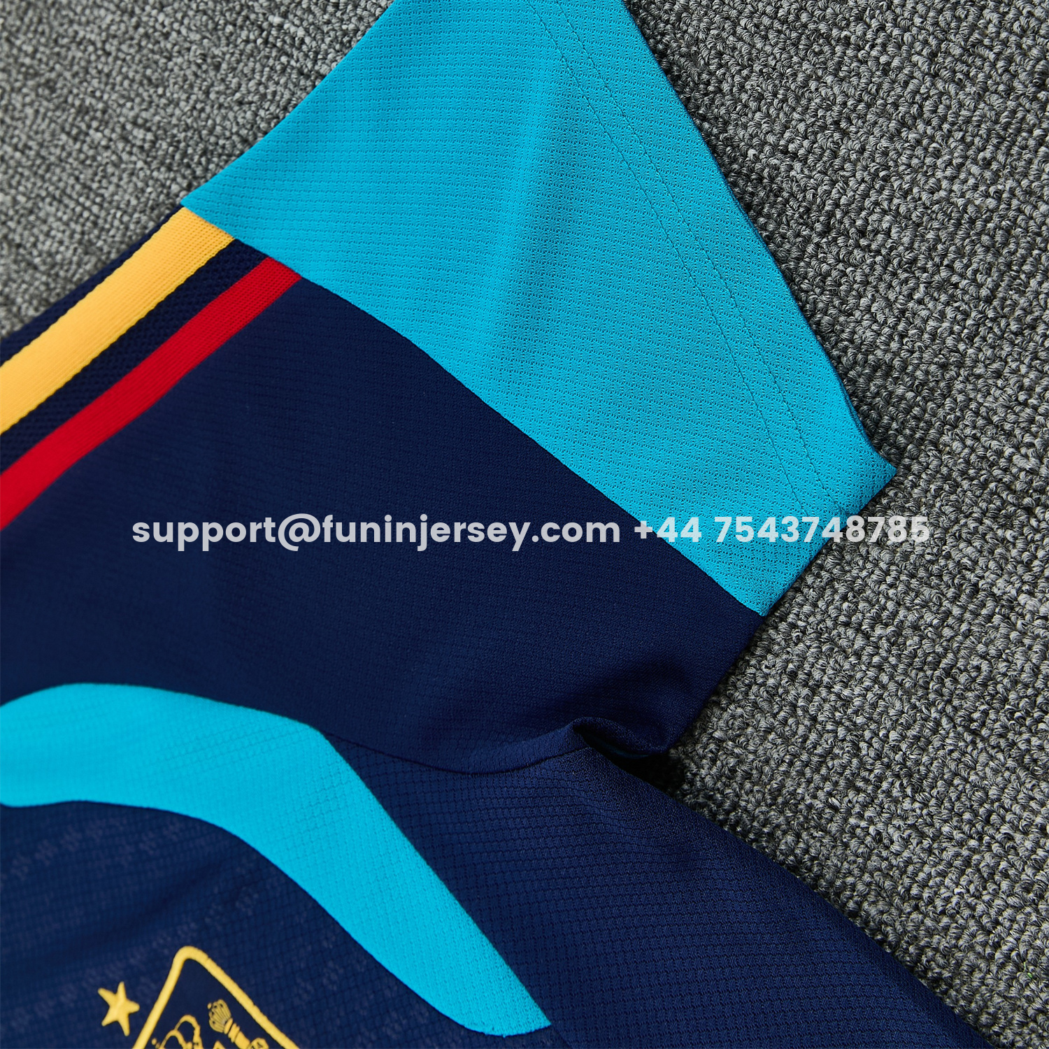 Funinjersey-Spain 2026 Short-Sleeve Training Set - Dark Blue Top & Dark Blue Pants