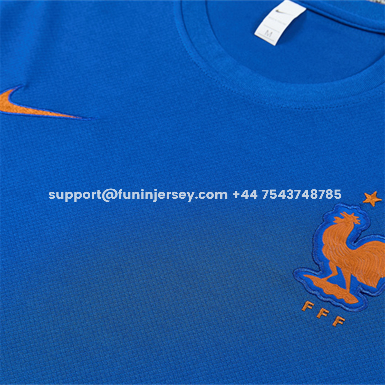 Funinjersey-France 2026 Short-Sleeve Training Set - Blue Top & Shorts